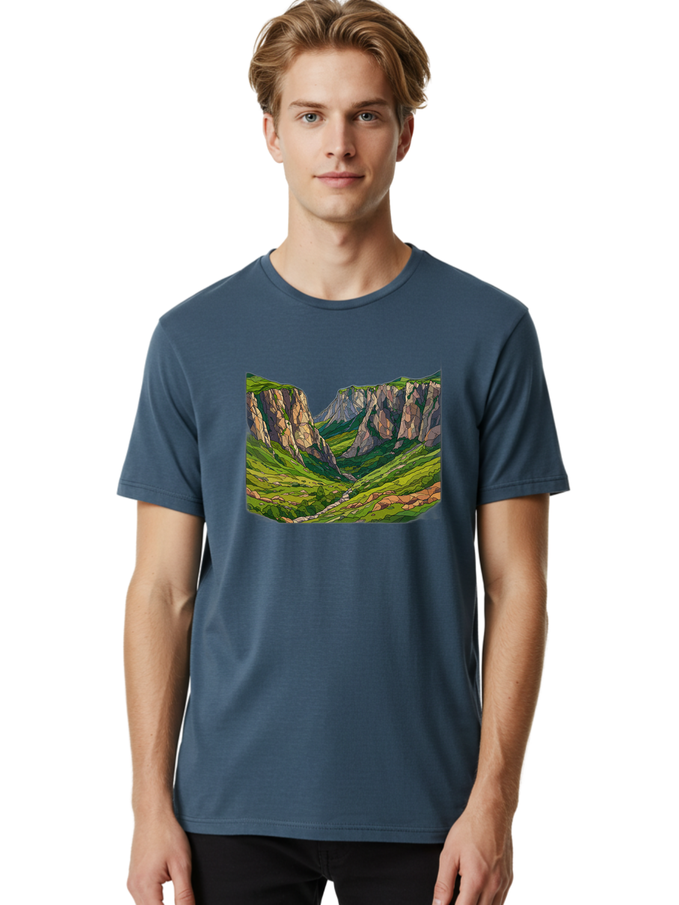 Mountain-Landscape-1 Men'S Graphic Tee, 100% Cotton, Comfortable Casual Summer Wear, Machine Washable, Vintage Camera, Old Camera, Antique Camera, Black Camera, Classic Photography, Photography Equipment, Nostalgic Device, Film Camera, Bag824