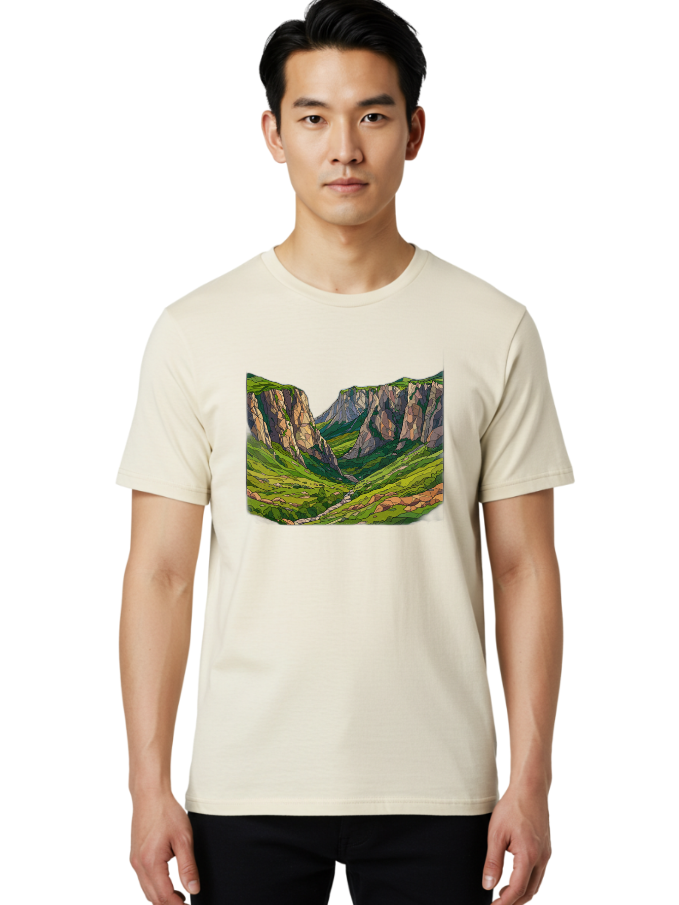 Mountain-Landscape-1 Men'S Graphic Tee, 100% Cotton, Comfortable Casual Summer Wear, Machine Washable, Vintage Camera, Old Camera, Antique Camera, Black Camera, Classic Photography, Photography Equipment, Nostalgic Device, Film Camera, Bag824