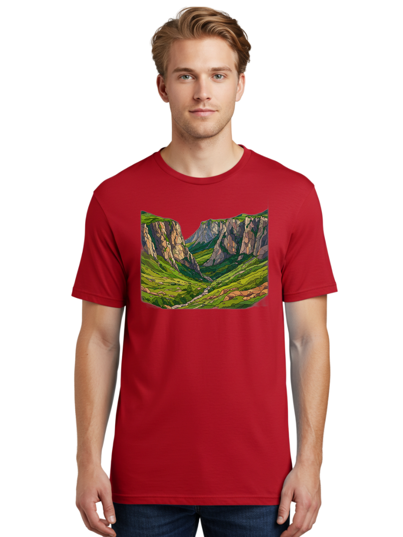 Mountain-Landscape-1 Men'S Graphic Tee, 100% Cotton, Comfortable Casual Summer Wear, Machine Washable, Vintage Camera, Old Camera, Antique Camera, Black Camera, Classic Photography, Photography Equipment, Nostalgic Device, Film Camera, Bag824