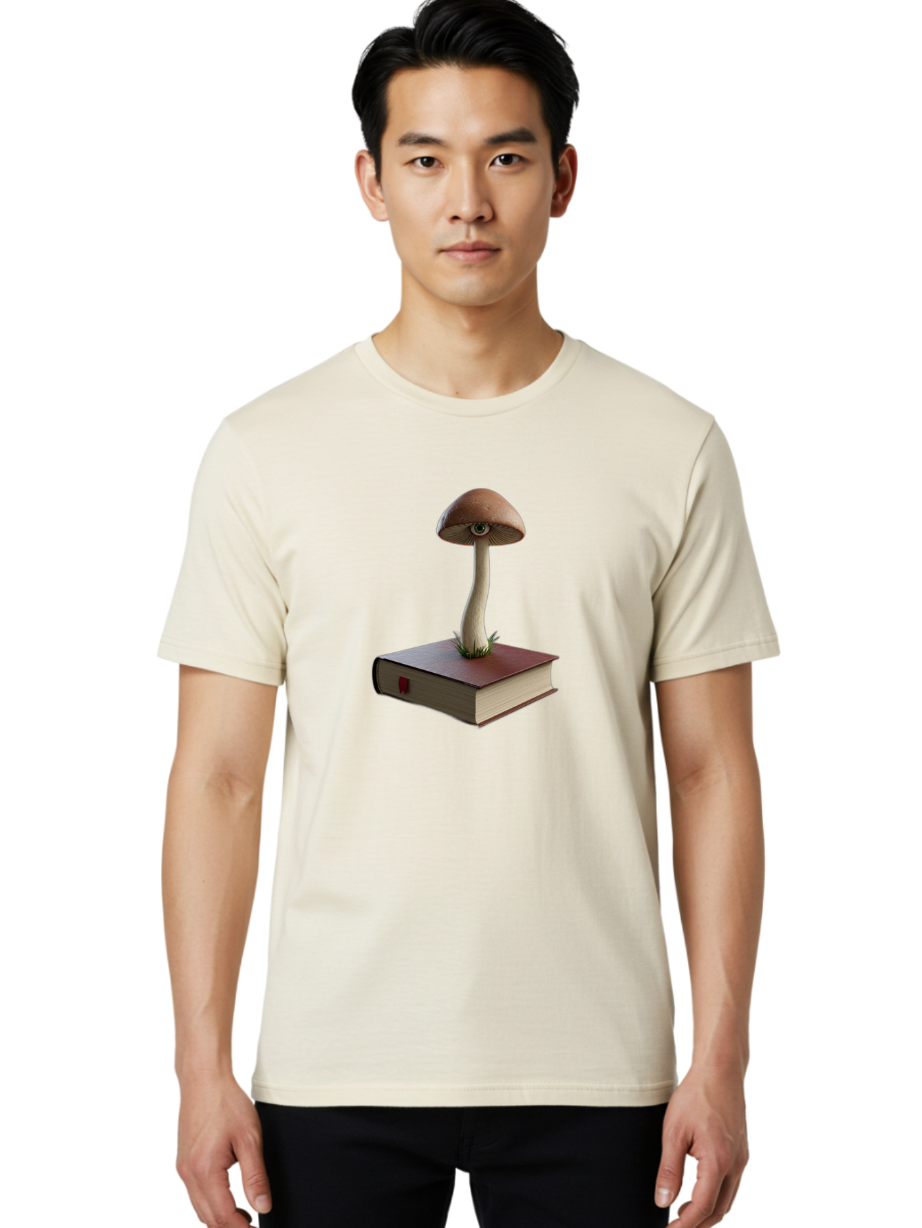 Mushroom-On-Book Men'S Graphic Tee, 100% Cotton, Comfortable Casual Summer Wear, Machine Washable, Vintage Camera, Old Camera, Antique Camera, Black Camera, Classic Photography, Photography Equipment, Nostalgic Device, Film Camera, Camera Art Bag840