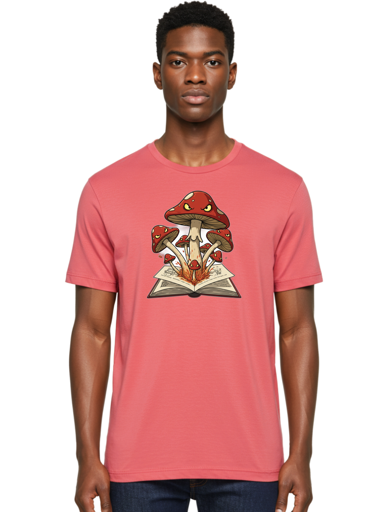 Mushrooms-Emerging-From-Book-1 Men'S Graphic Tee, 100% Cotton, Comfortable Casual Summer Wear, Machine Washable, Vintage Camera, Old Camera, Antique Camera, Black Camera, Classic Photography, Photography Equipment, Nostalgic Device, Bag842