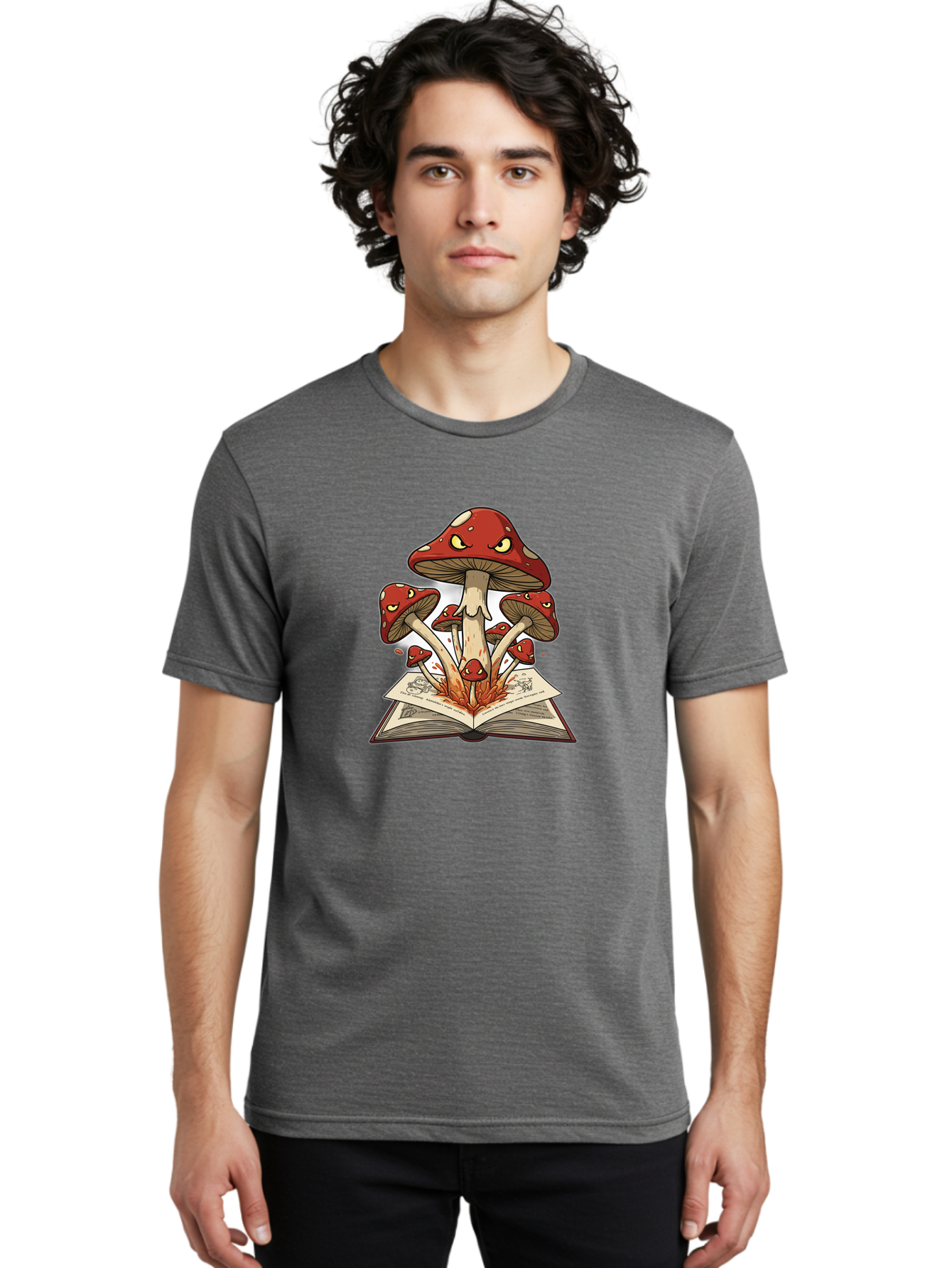 Mushrooms-Emerging-From-Book-1 Men'S Graphic Tee, 100% Cotton, Comfortable Casual Summer Wear, Machine Washable, Vintage Camera, Old Camera, Antique Camera, Black Camera, Classic Photography, Photography Equipment, Nostalgic Device, Bag842