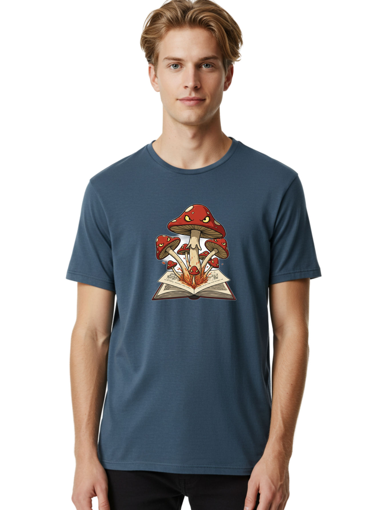 Mushrooms-Emerging-From-Book-1 Men'S Graphic Tee, 100% Cotton, Comfortable Casual Summer Wear, Machine Washable, Vintage Camera, Old Camera, Antique Camera, Black Camera, Classic Photography, Photography Equipment, Nostalgic Device, Bag842