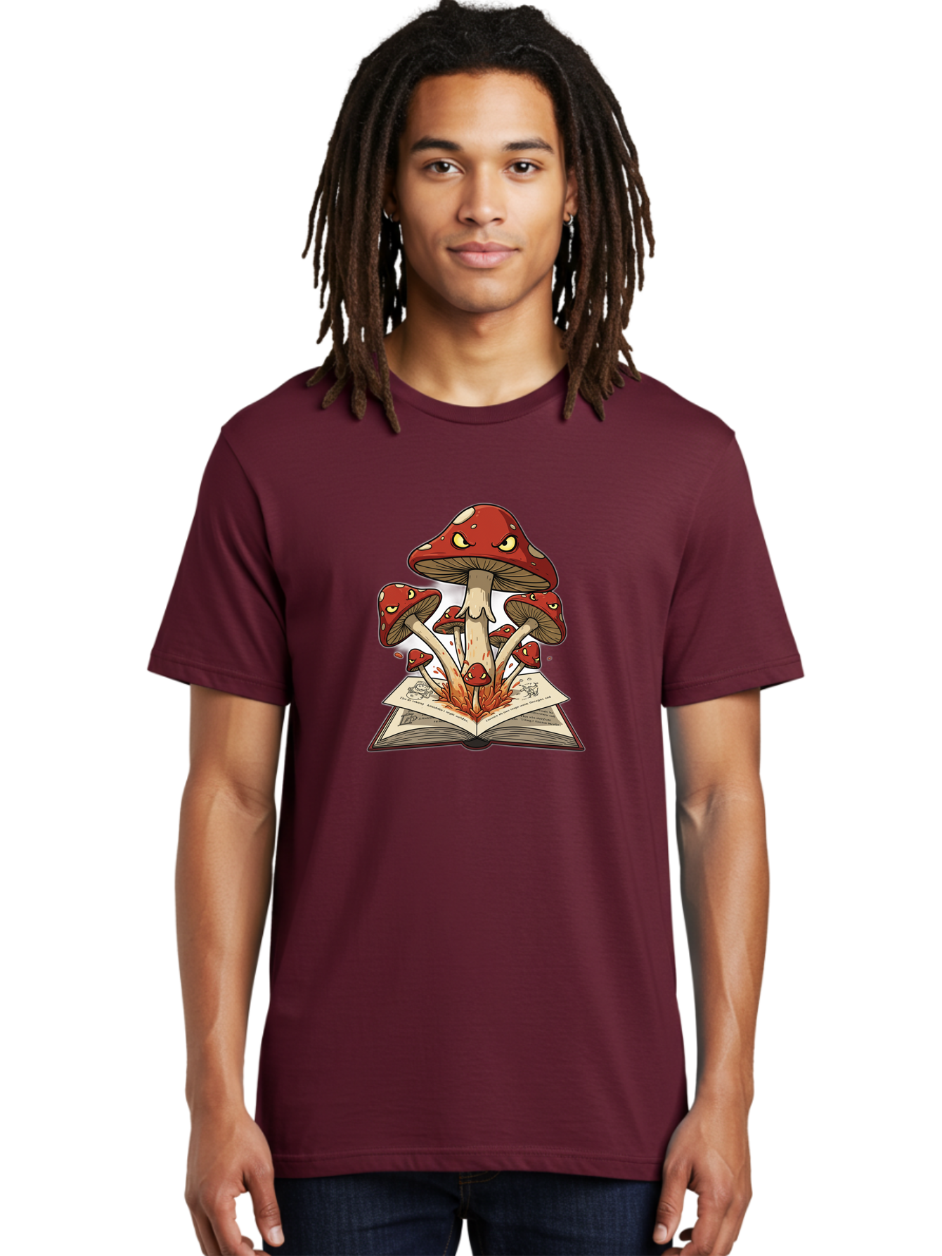 Mushrooms-Emerging-From-Book-1 Men'S Graphic Tee, 100% Cotton, Comfortable Casual Summer Wear, Machine Washable, Vintage Camera, Old Camera, Antique Camera, Black Camera, Classic Photography, Photography Equipment, Nostalgic Device, Bag842