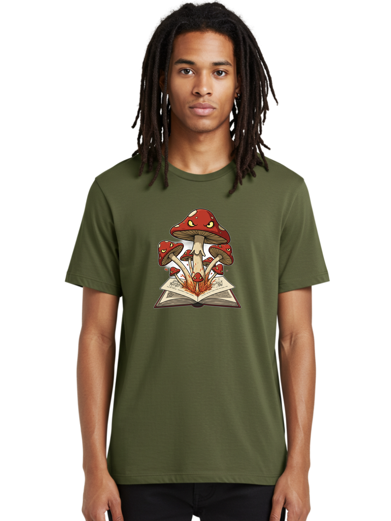 Mushrooms-Emerging-From-Book-1 Men'S Graphic Tee, 100% Cotton, Comfortable Casual Summer Wear, Machine Washable, Vintage Camera, Old Camera, Antique Camera, Black Camera, Classic Photography, Photography Equipment, Nostalgic Device, Bag842