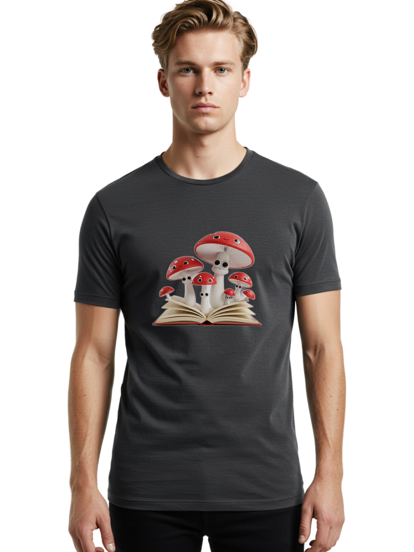 Mushrooms-Emerging-From-Book Men'S Graphic Tee, 100% Cotton, Comfortable Casual Summer Wear, Machine Washable, Vintage Camera, Old Camera, Antique Camera, Black Camera, Classic Photography, Photography Equipment, Nostalgic Device, Film Camera, Bag843