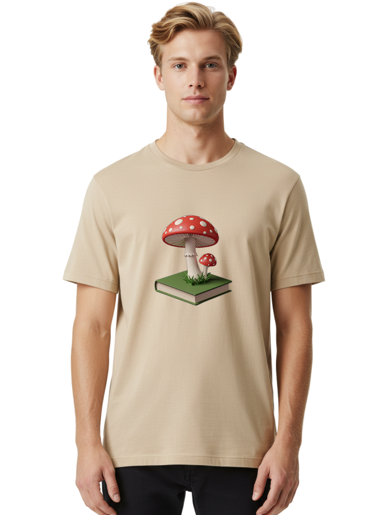 Mushrooms-On-Book-3 Men'S Graphic Tee, 100% Cotton, Comfortable Casual Summer Wear, Machine Washable, Vintage Camera, Old Camera, Antique Camera, Black Camera, Classic Photography, Photography Equipment, Nostalgic Device, Film Camera, Bag847