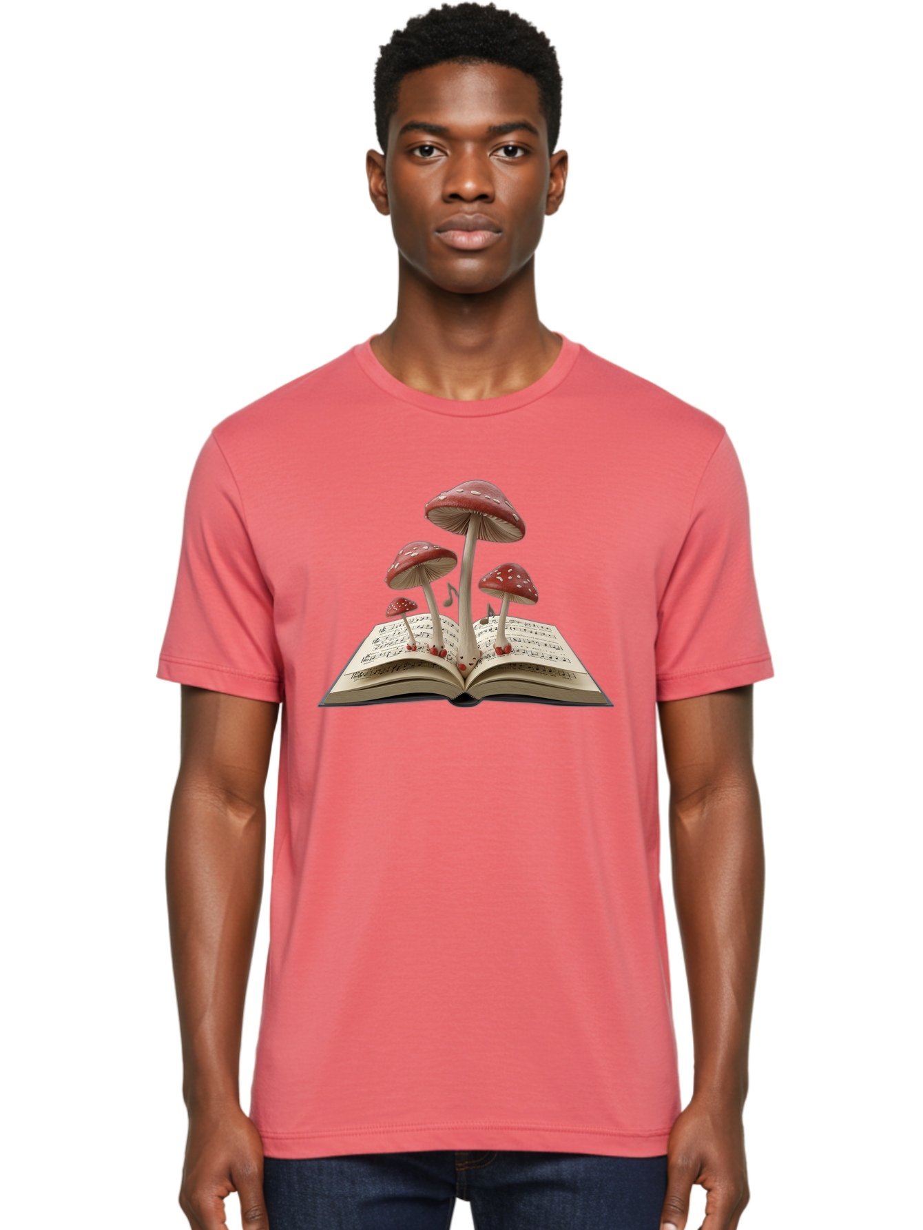 Mushrooms-Rising-From-Open-Book Men'S Graphic Tee, 100% Cotton, Comfortable Casual Summer Wear, Machine Washable, Vintage Camera, Old Camera, Antique Camera, Black Camera, Classic Photography, Photography Equipment, Nostalgic Device, Bag849