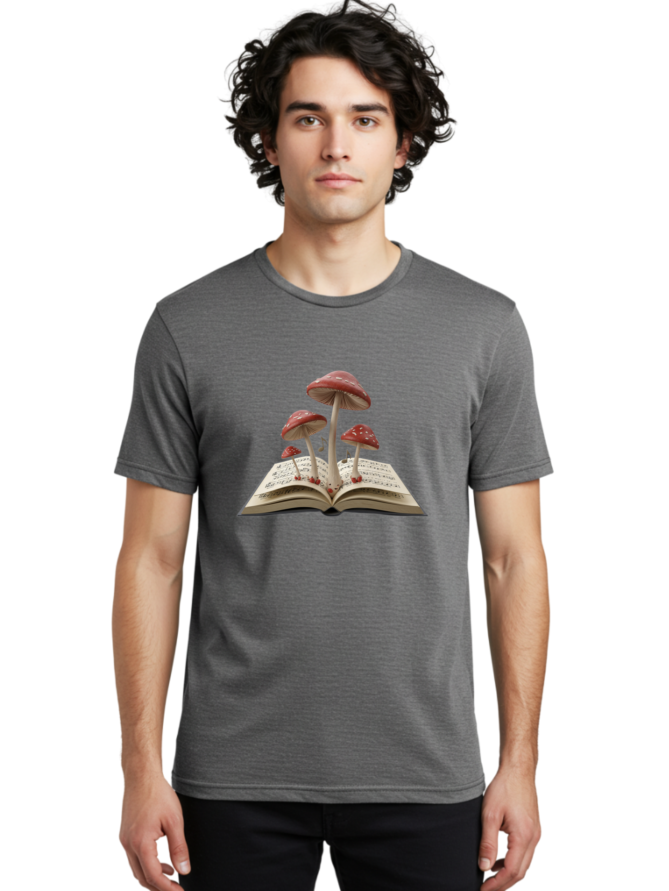 Mushrooms-Rising-From-Open-Book Men'S Graphic Tee, 100% Cotton, Comfortable Casual Summer Wear, Machine Washable, Vintage Camera, Old Camera, Antique Camera, Black Camera, Classic Photography, Photography Equipment, Nostalgic Device, Bag849