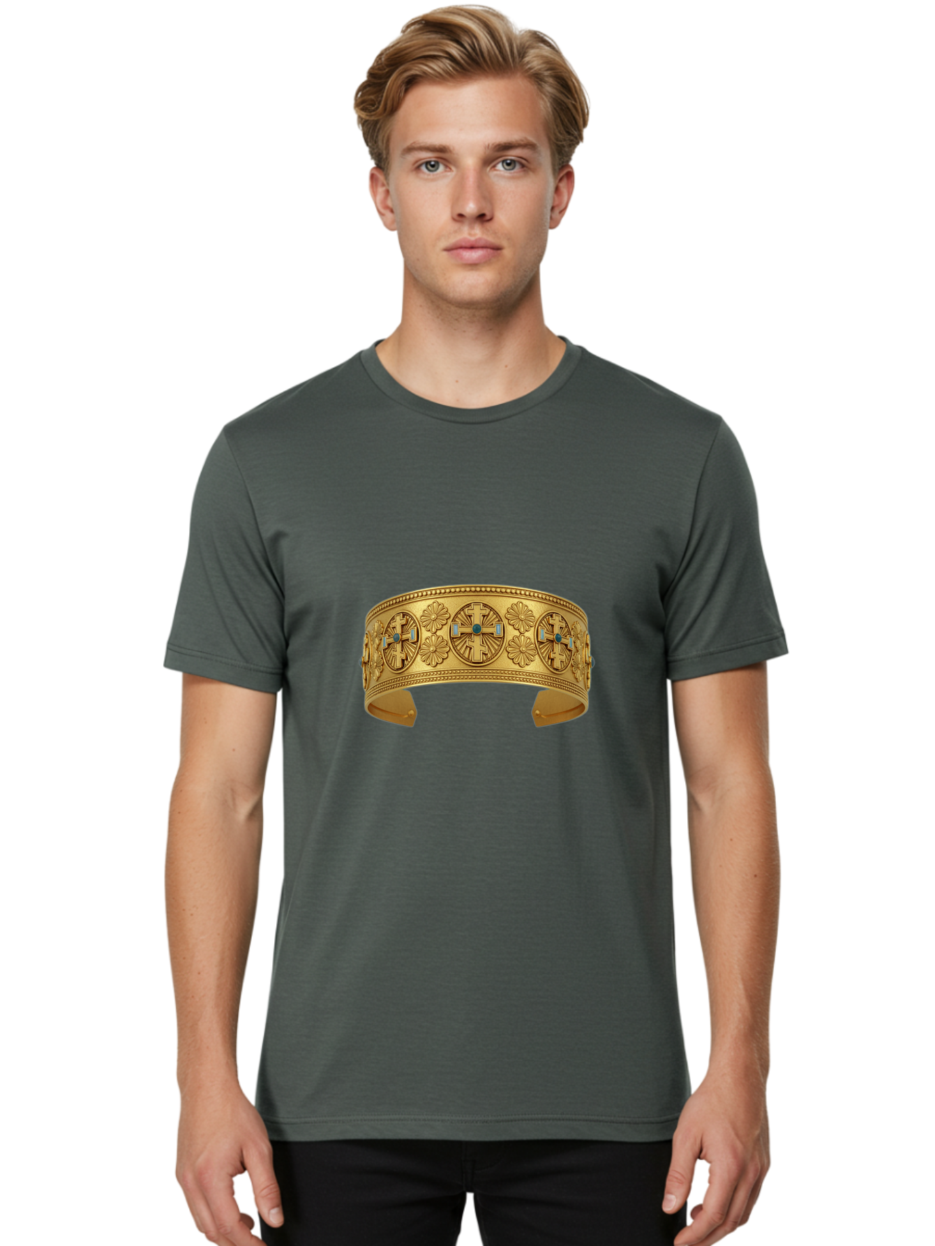 Native-American-Gold-Cuff Men'S Graphic Tee, 100% Cotton, Comfortable Casual Summer Wear, Machine Washable, Vintage Camera, Old Camera, Antique Camera, Black Camera, Classic Photography, Photography Equipment, Nostalgic Device, Film Camera, Bag850