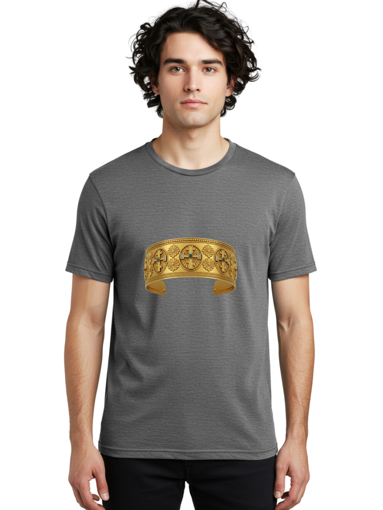 Native-American-Gold-Cuff Men'S Graphic Tee, 100% Cotton, Comfortable Casual Summer Wear, Machine Washable, Vintage Camera, Old Camera, Antique Camera, Black Camera, Classic Photography, Photography Equipment, Nostalgic Device, Film Camera, Bag850