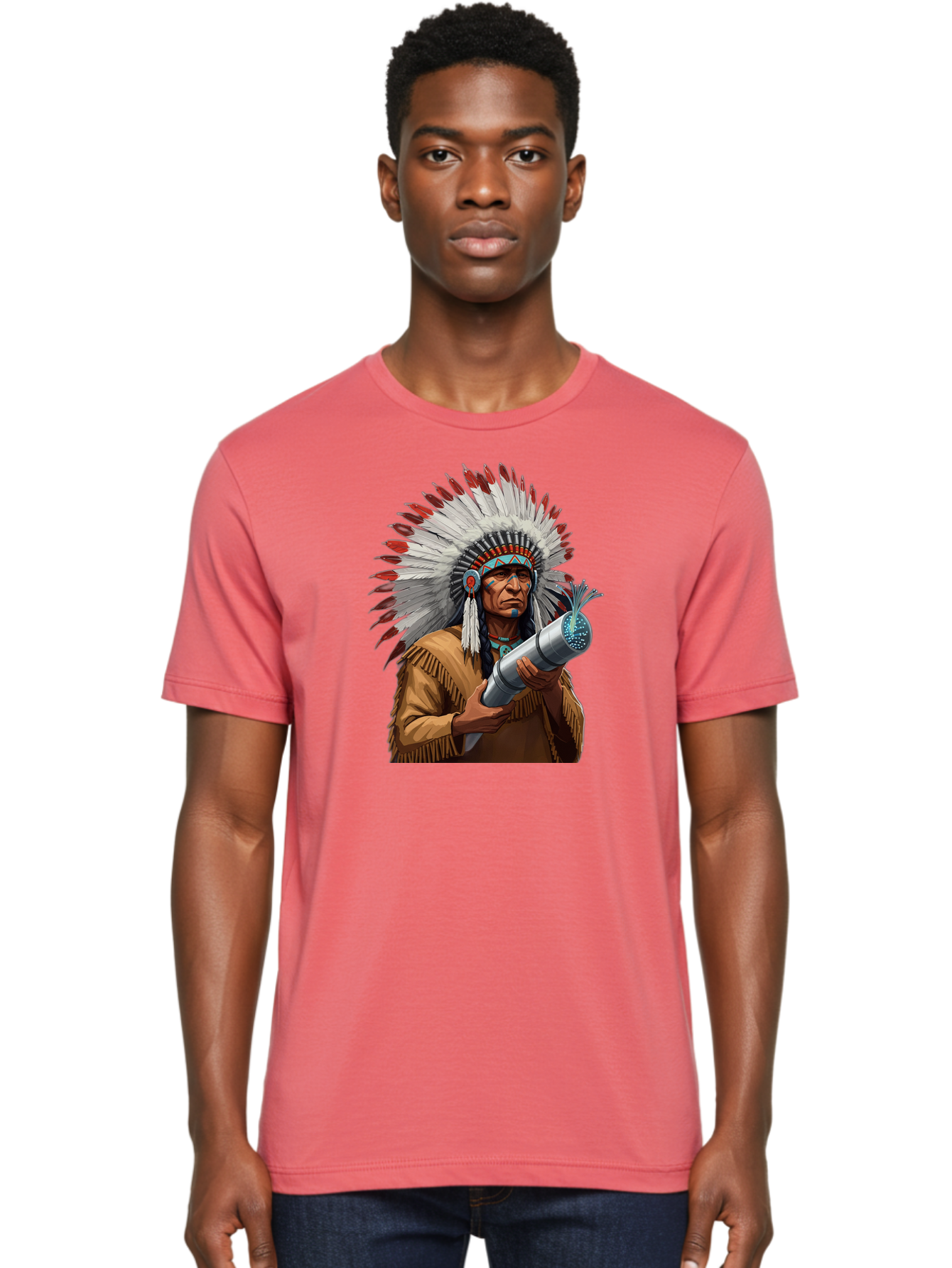 Native-American-Headdress Men'S Graphic Tee, 100% Cotton, Comfortable Casual Summer Wear, Machine Washable, Vintage Camera, Old Camera, Antique Camera, Black Camera, Classic Photography, Photography Equipment, Nostalgic Device, Film Camera, Bag851