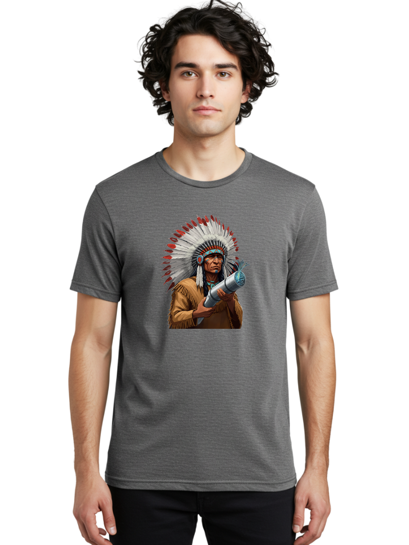 Native-American-Headdress Men'S Graphic Tee, 100% Cotton, Comfortable Casual Summer Wear, Machine Washable, Vintage Camera, Old Camera, Antique Camera, Black Camera, Classic Photography, Photography Equipment, Nostalgic Device, Film Camera, Bag851