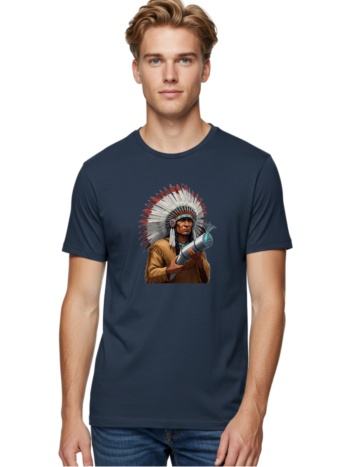 Native-American-Headdress Men'S Graphic Tee, 100% Cotton, Comfortable Casual Summer Wear, Machine Washable, Vintage Camera, Old Camera, Antique Camera, Black Camera, Classic Photography, Photography Equipment, Nostalgic Device, Film Camera, Bag851