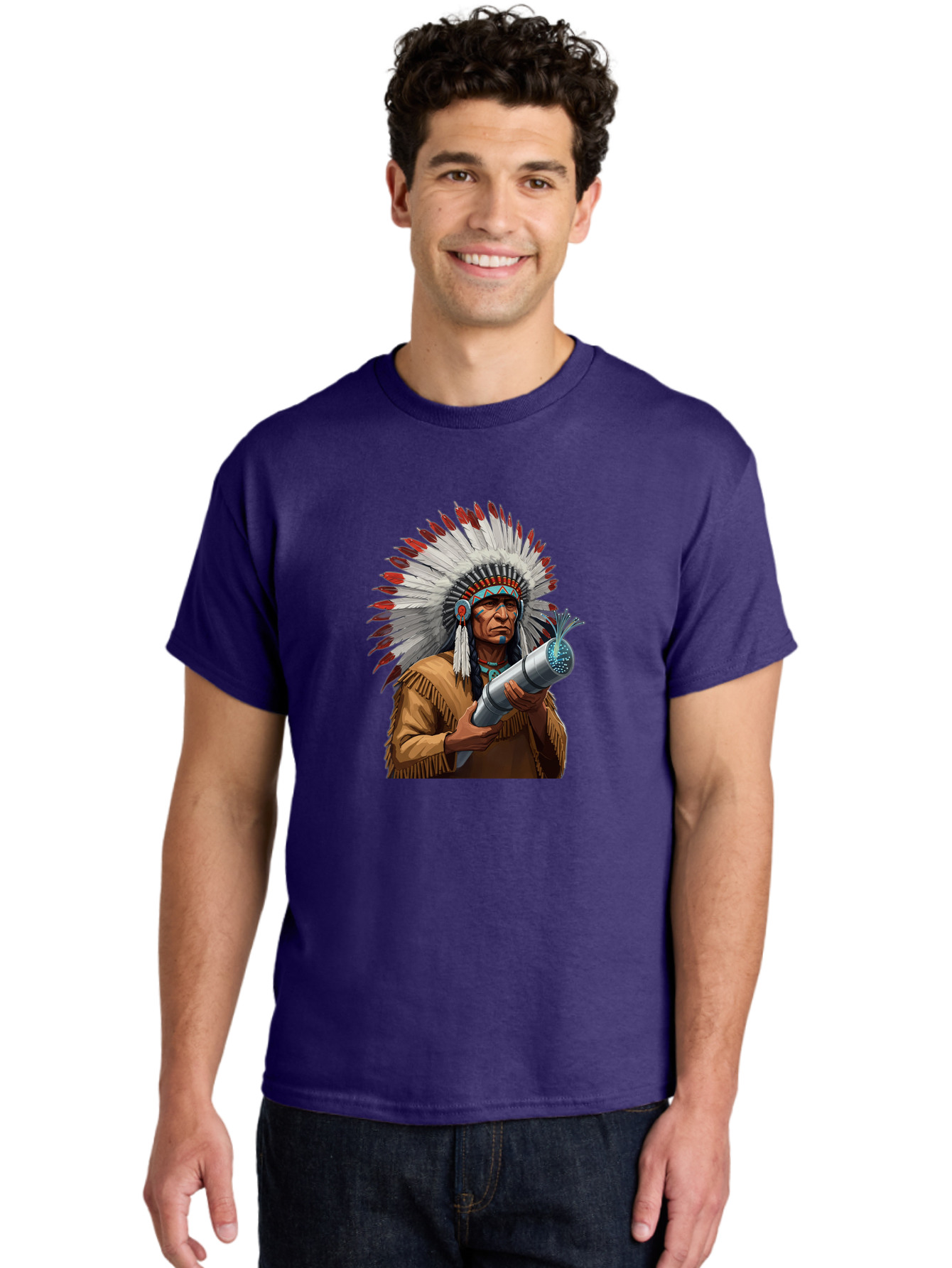 Native-American-Headdress Men'S Graphic Tee, 100% Cotton, Comfortable Casual Summer Wear, Machine Washable, Vintage Camera, Old Camera, Antique Camera, Black Camera, Classic Photography, Photography Equipment, Nostalgic Device, Film Camera, Bag851