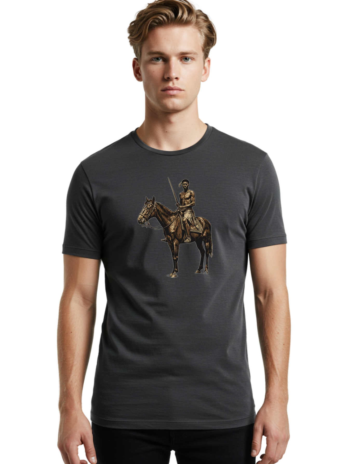 Native-American-Horseman Men'S Graphic Tee, 100% Cotton, Comfortable Casual Summer Wear, Machine Washable, Vintage Camera, Old Camera, Antique Camera, Black Camera, Classic Photography, Photography Equipment, Nostalgic Device, Film Camera, Bag852
