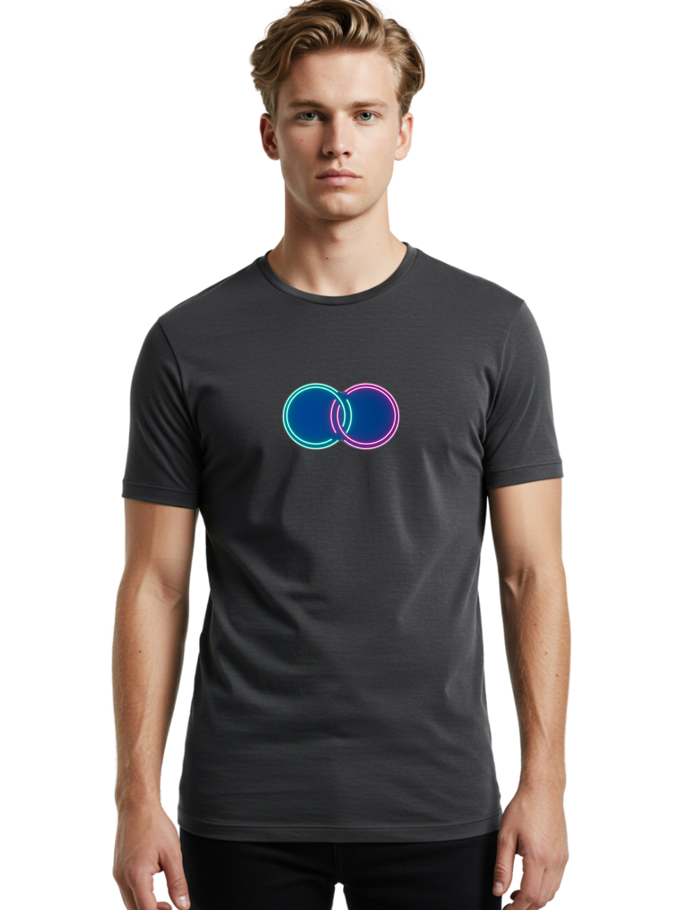Neon-Circles Men'S Graphic Tee, 100% Cotton, Comfortable Casual Summer Wear, Machine Washable, Vintage Camera, Old Camera, Antique Camera, Black Camera, Classic Photography, Photography Equipment, Nostalgic Device, Film Camera, Camera Art Bag855