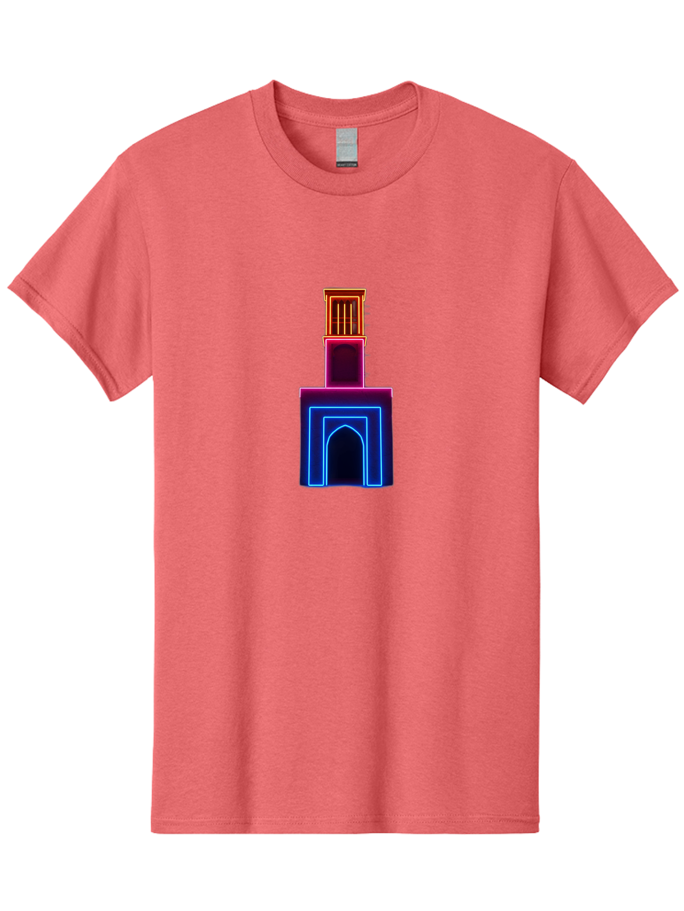 Neon-Tower-With-Archway Men'S Graphic Tee, 100% Cotton, Comfortable Casual Summer Wear, Machine Washable, Vintage Camera, Old Camera, Antique Camera, Black Camera, Classic Photography, Photography Equipment, Nostalgic Device, Film Camera, Bag856