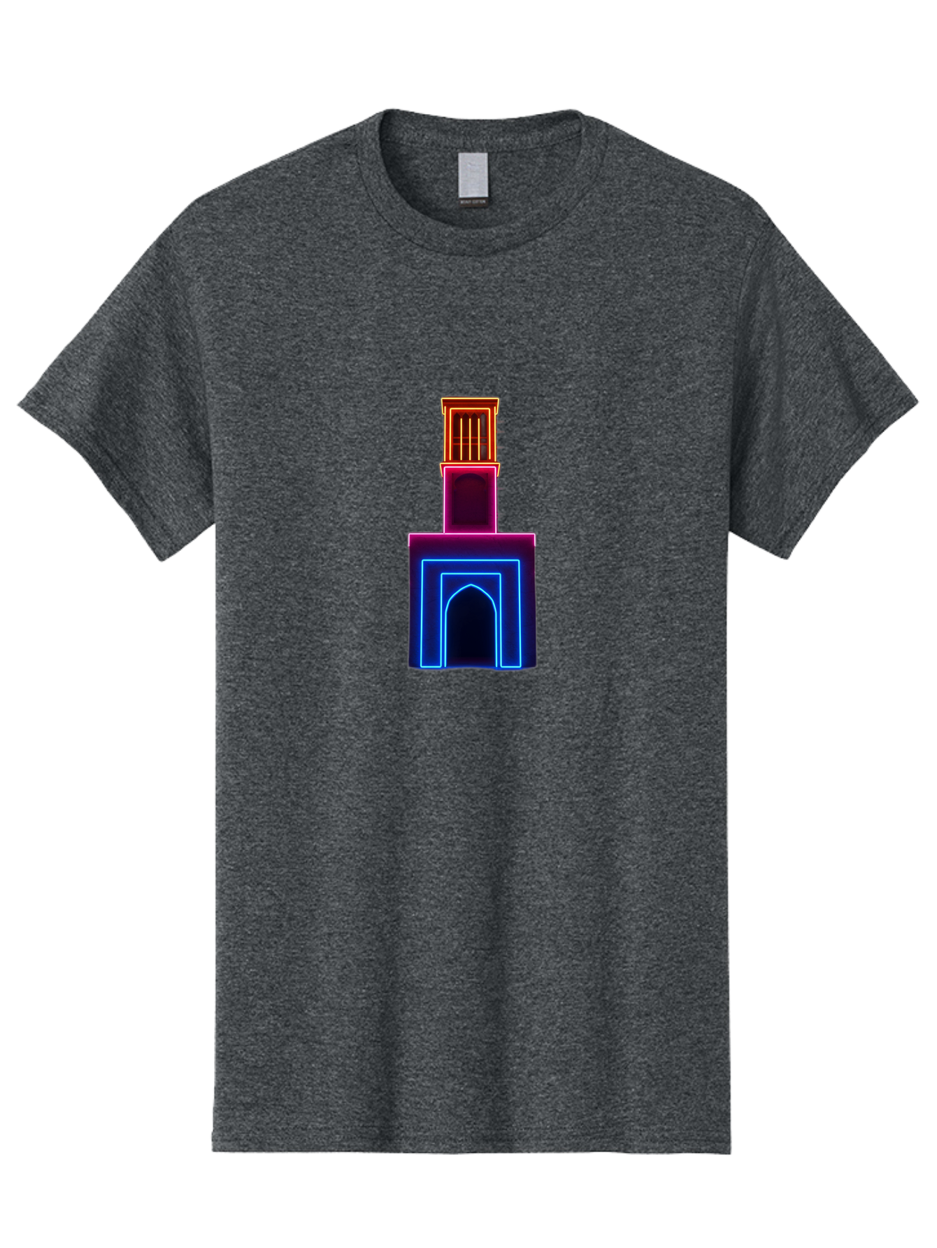Neon-Tower-With-Archway Men'S Graphic Tee, 100% Cotton, Comfortable Casual Summer Wear, Machine Washable, Vintage Camera, Old Camera, Antique Camera, Black Camera, Classic Photography, Photography Equipment, Nostalgic Device, Film Camera, Bag856