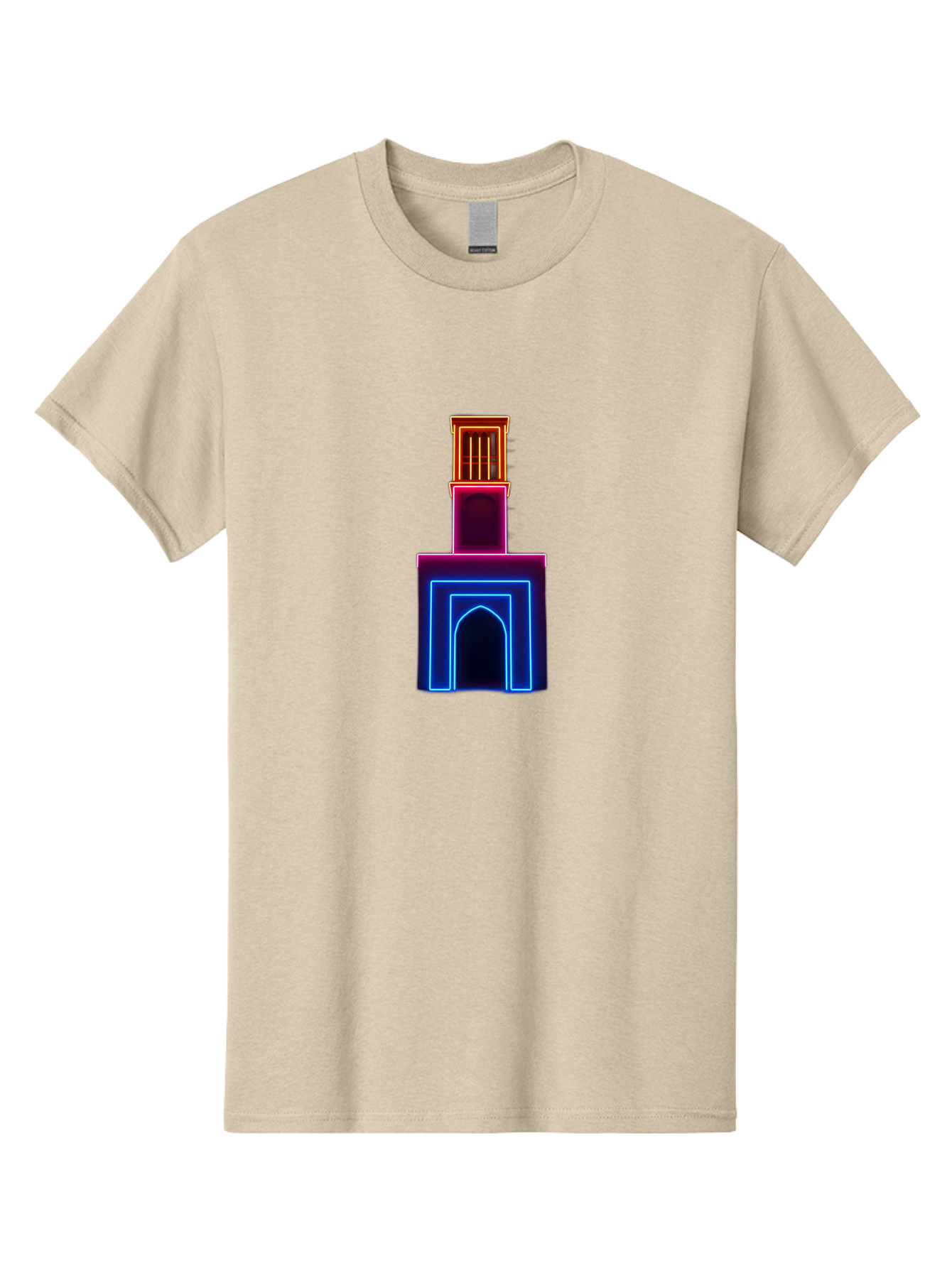 Neon-Tower-With-Archway Men'S Graphic Tee, 100% Cotton, Comfortable Casual Summer Wear, Machine Washable, Vintage Camera, Old Camera, Antique Camera, Black Camera, Classic Photography, Photography Equipment, Nostalgic Device, Film Camera, Bag856