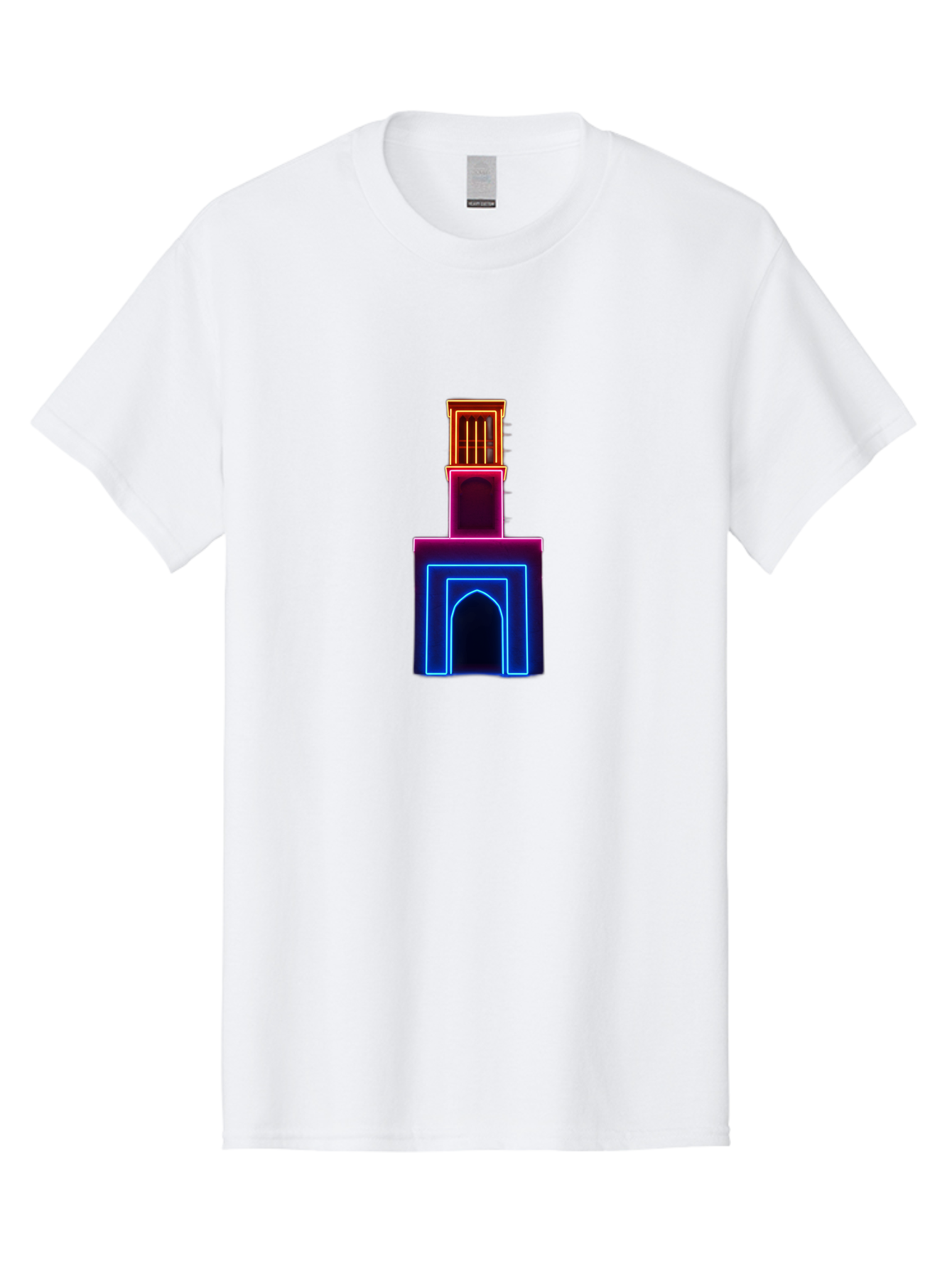 Neon-Tower-With-Archway Men'S Graphic Tee, 100% Cotton, Comfortable Casual Summer Wear, Machine Washable, Vintage Camera, Old Camera, Antique Camera, Black Camera, Classic Photography, Photography Equipment, Nostalgic Device, Film Camera, Bag856