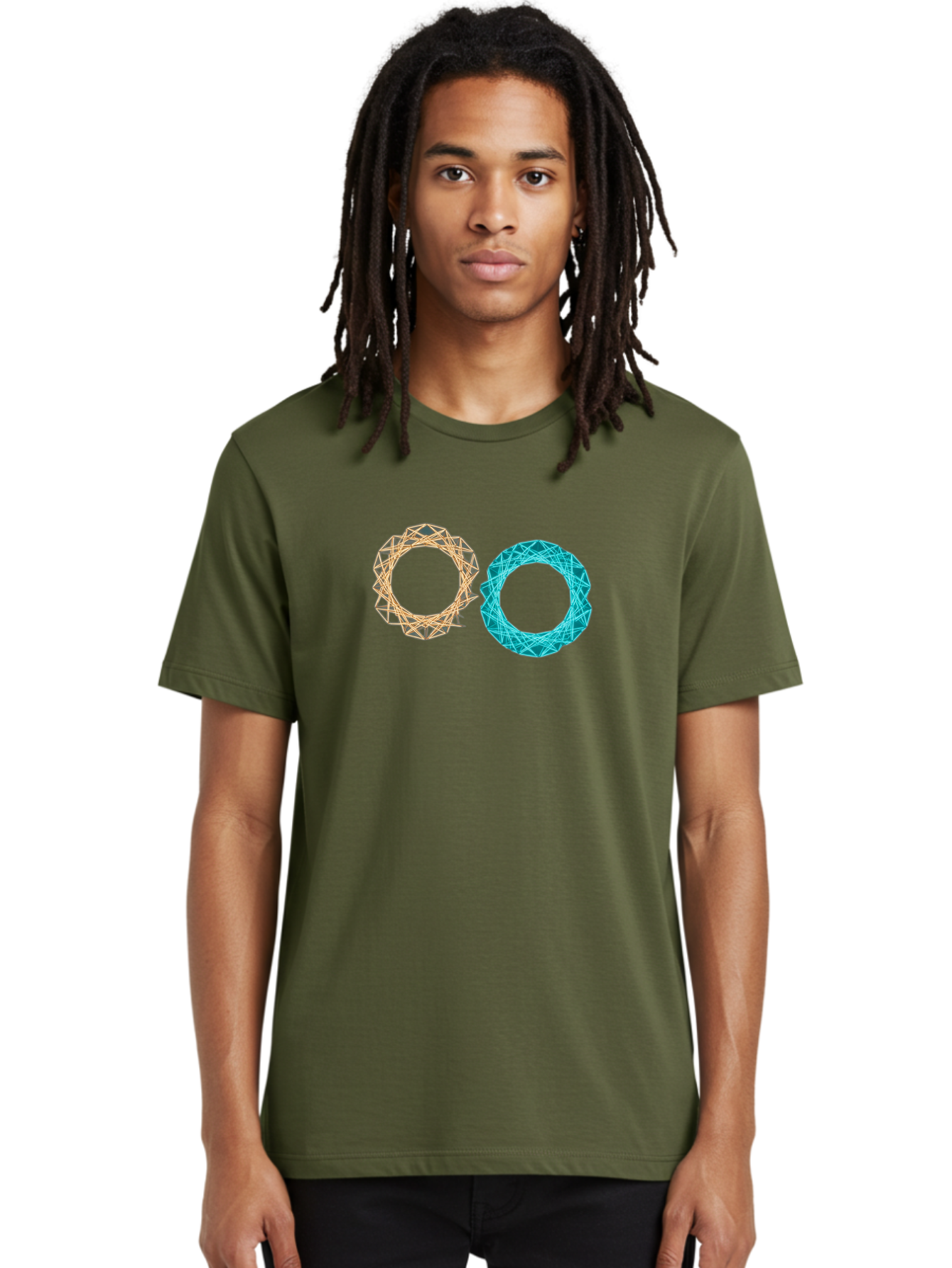 Orange-And-Blue-Wireframe-Circles Men'S Graphic Tee, 100% Cotton, Comfortable Casual Summer Wear, Machine Washable, Vintage Camera, Old Camera, Antique Camera, Black Camera, Classic Photography, Photography Equipment, Nostalgic Device, Bag881