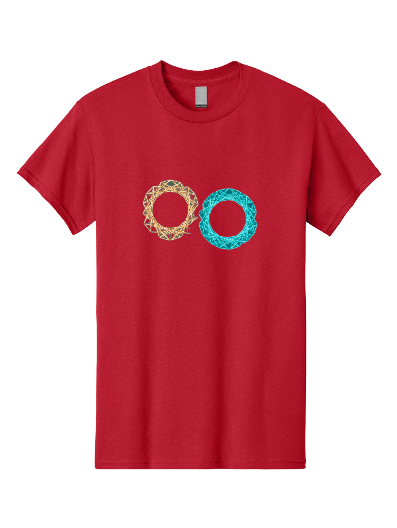 Orange-And-Blue-Wireframe-Circles Men'S Graphic Tee, 100% Cotton, Comfortable Casual Summer Wear, Machine Washable, Vintage Camera, Old Camera, Antique Camera, Black Camera, Classic Photography, Photography Equipment, Nostalgic Device, Bag881
