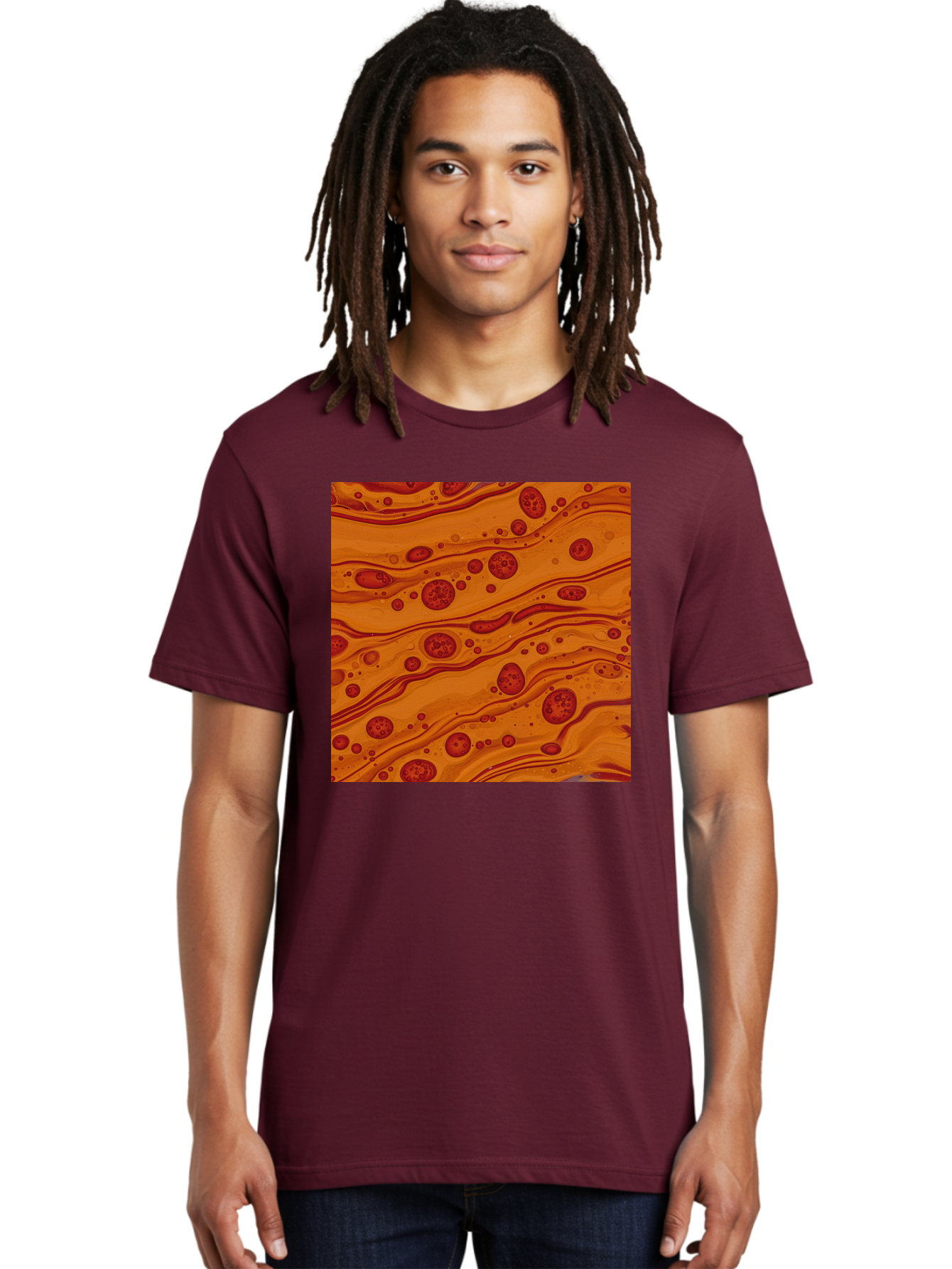 Orange-Marble-Pattern Men'S Graphic Tee, 100% Cotton, Comfortable Casual Summer Wear, Machine Washable, Vintage Camera, Old Camera, Antique Camera, Black Camera, Classic Photography, Photography Equipment, Nostalgic Device, Film Camera, Bag885