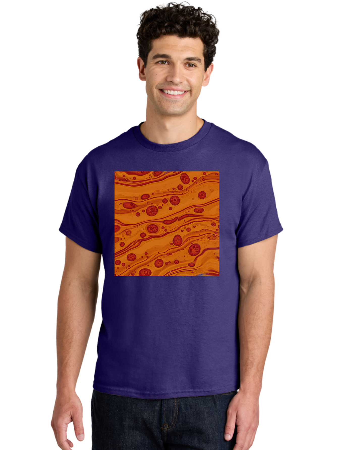 Orange-Marble-Pattern Men'S Graphic Tee, 100% Cotton, Comfortable Casual Summer Wear, Machine Washable, Vintage Camera, Old Camera, Antique Camera, Black Camera, Classic Photography, Photography Equipment, Nostalgic Device, Film Camera, Bag885