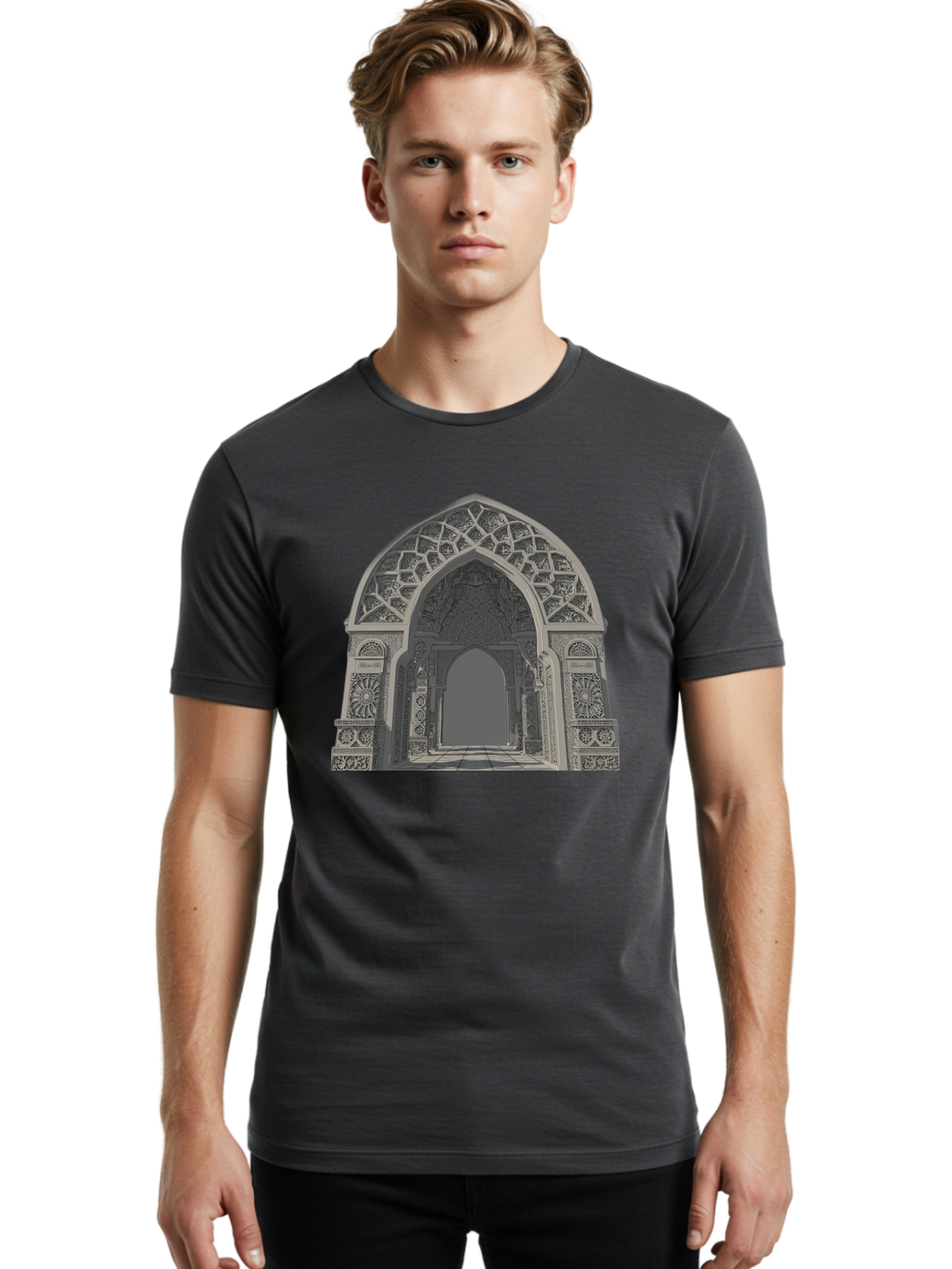 Ornate-Archway-2 Men'S Graphic Tee, 100% Cotton, Comfortable Casual Summer Wear, Machine Washable, Vintage Camera, Old Camera, Antique Camera, Black Camera, Classic Photography, Photography Equipment, Nostalgic Device, Film Camera, Camera Art Bag893