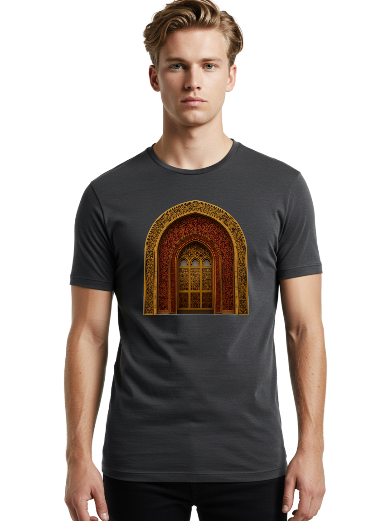 Ornate-Archway Men'S Graphic Tee, 100% Cotton, Comfortable Casual Summer Wear, Machine Washable, Vintage Camera, Old Camera, Antique Camera, Black Camera, Classic Photography, Photography Equipment, Nostalgic Device, Film Camera, Camera Art Bag894