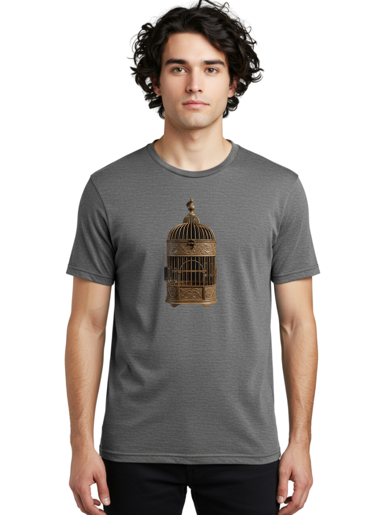 Ornate-Birdcage Men'S Graphic Tee, 100% Cotton, Comfortable Casual Summer Wear, Machine Washable, Vintage Camera, Old Camera, Antique Camera, Black Camera, Classic Photography, Photography Equipment, Nostalgic Device, Film Camera, Camera Art Bag895