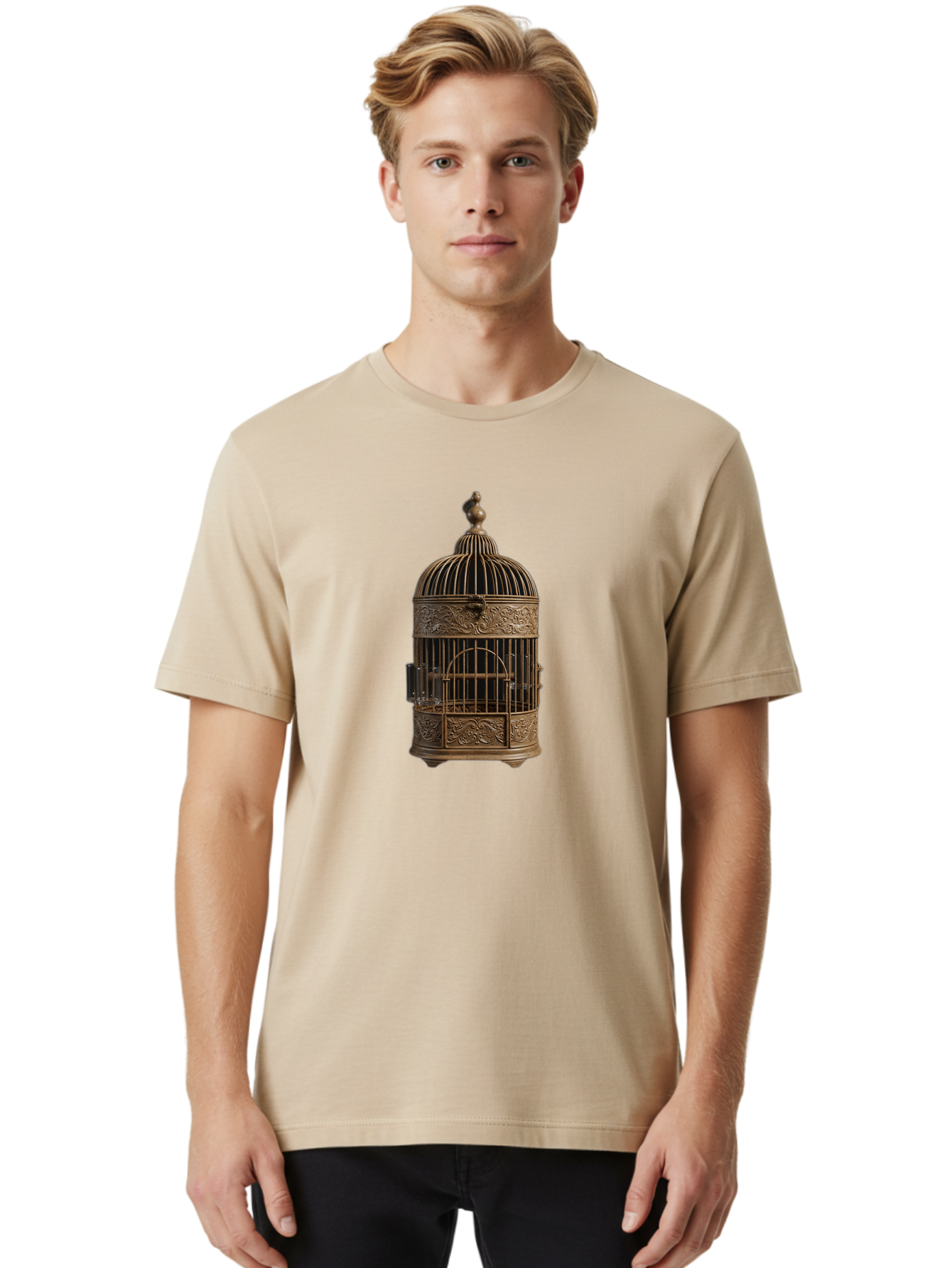 Ornate-Birdcage Men'S Graphic Tee, 100% Cotton, Comfortable Casual Summer Wear, Machine Washable, Vintage Camera, Old Camera, Antique Camera, Black Camera, Classic Photography, Photography Equipment, Nostalgic Device, Film Camera, Camera Art Bag895