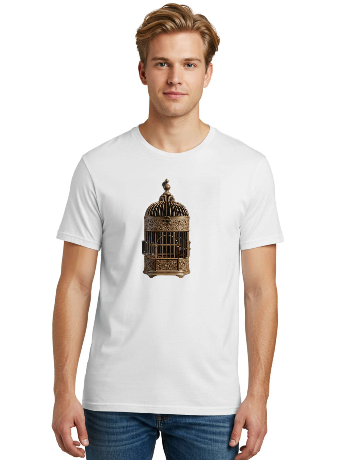 Ornate-Birdcage Men'S Graphic Tee, 100% Cotton, Comfortable Casual Summer Wear, Machine Washable, Vintage Camera, Old Camera, Antique Camera, Black Camera, Classic Photography, Photography Equipment, Nostalgic Device, Film Camera, Camera Art Bag895