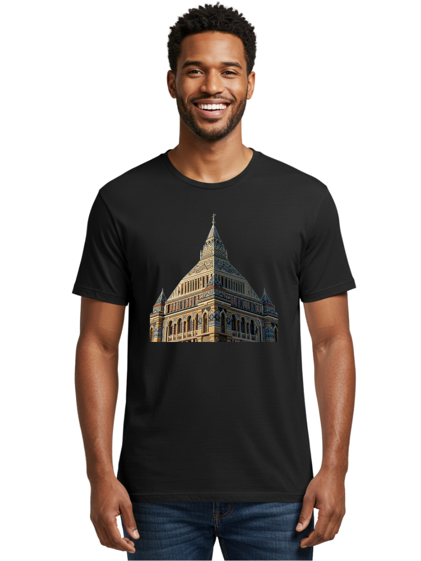 Ornate-Building Men'S Graphic Tee, 100% Cotton, Comfortable Casual Summer Wear, Machine Washable, Vintage Camera, Old Camera, Antique Camera, Black Camera, Classic Photography, Photography Equipment, Nostalgic Device, Film Camera, Camera Art Bag896
