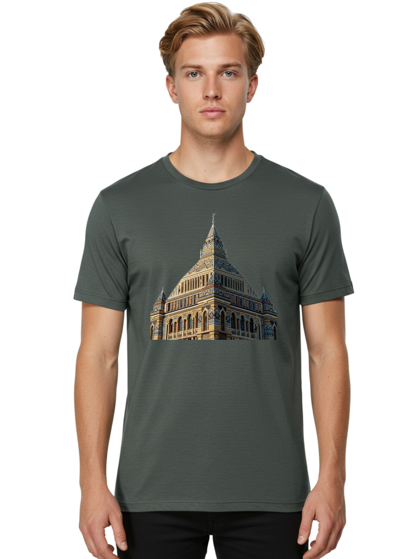 Ornate-Building Men'S Graphic Tee, 100% Cotton, Comfortable Casual Summer Wear, Machine Washable, Vintage Camera, Old Camera, Antique Camera, Black Camera, Classic Photography, Photography Equipment, Nostalgic Device, Film Camera, Camera Art Bag896