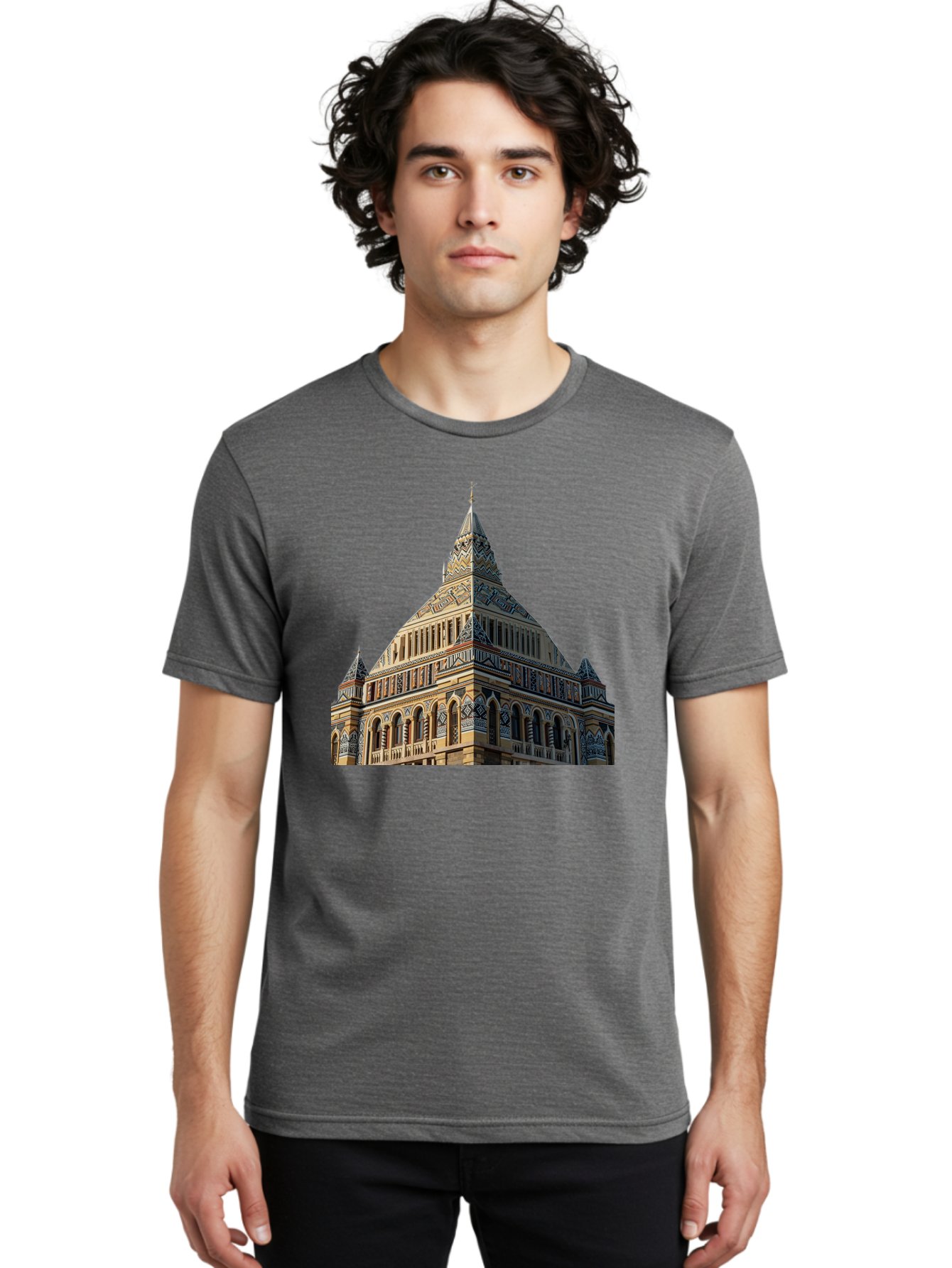 Ornate-Building Men'S Graphic Tee, 100% Cotton, Comfortable Casual Summer Wear, Machine Washable, Vintage Camera, Old Camera, Antique Camera, Black Camera, Classic Photography, Photography Equipment, Nostalgic Device, Film Camera, Camera Art Bag896
