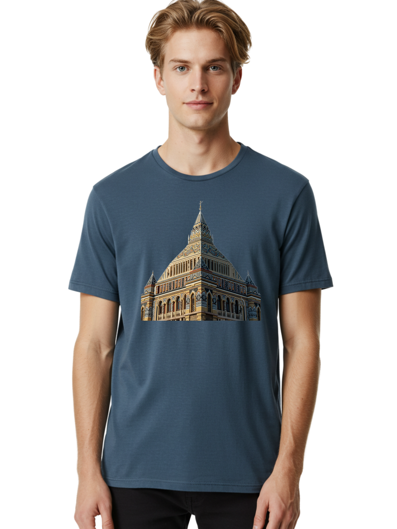 Ornate-Building Men'S Graphic Tee, 100% Cotton, Comfortable Casual Summer Wear, Machine Washable, Vintage Camera, Old Camera, Antique Camera, Black Camera, Classic Photography, Photography Equipment, Nostalgic Device, Film Camera, Camera Art Bag896