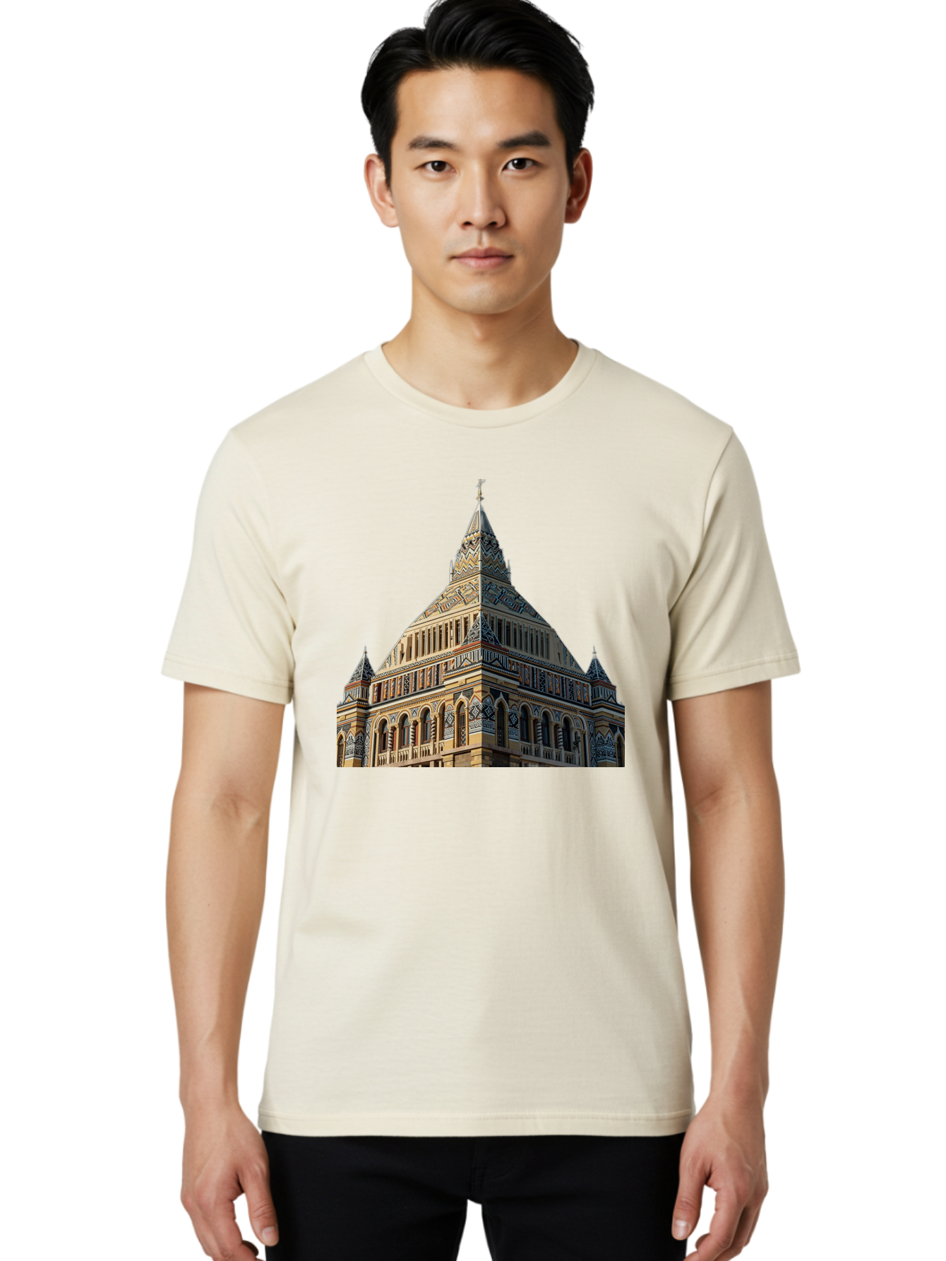 Ornate-Building Men'S Graphic Tee, 100% Cotton, Comfortable Casual Summer Wear, Machine Washable, Vintage Camera, Old Camera, Antique Camera, Black Camera, Classic Photography, Photography Equipment, Nostalgic Device, Film Camera, Camera Art Bag896