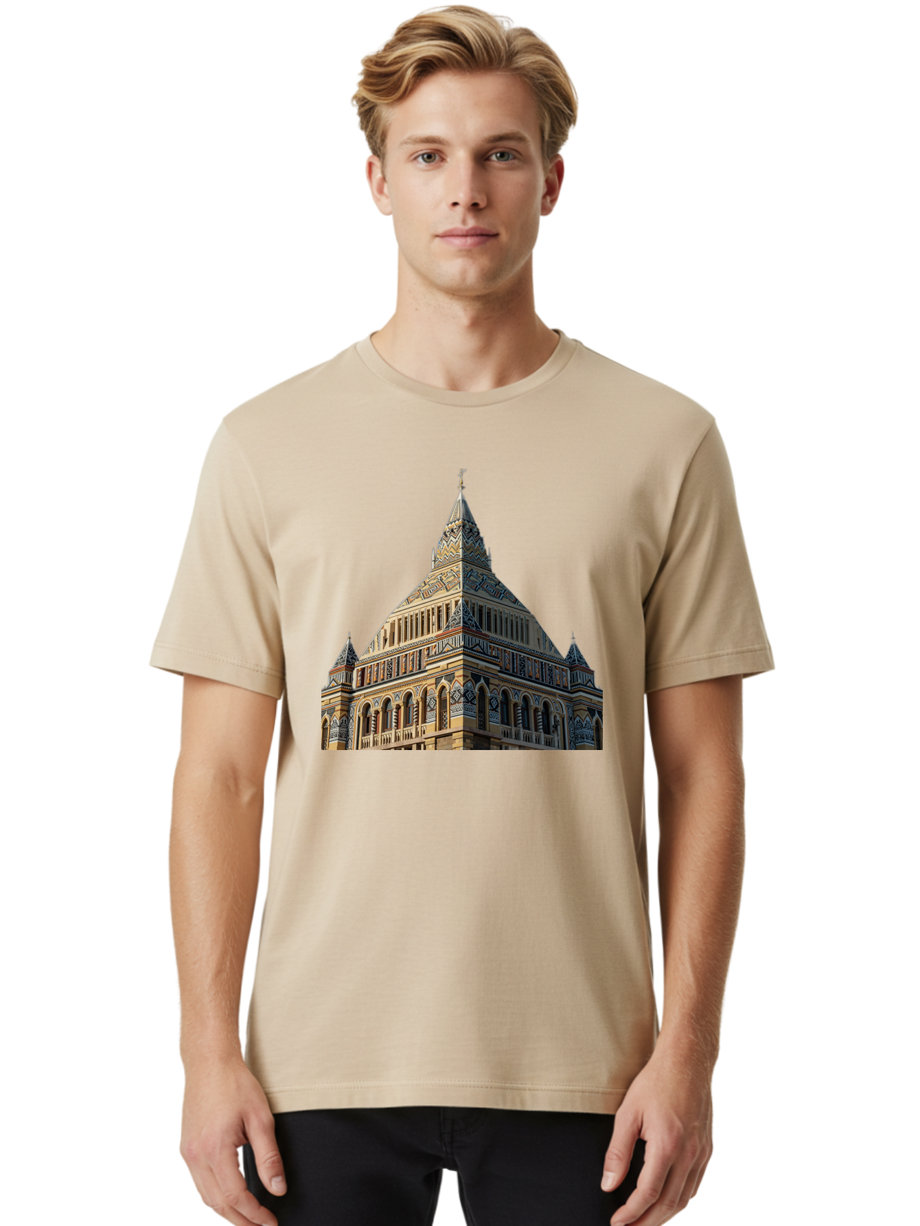 Ornate-Building Men'S Graphic Tee, 100% Cotton, Comfortable Casual Summer Wear, Machine Washable, Vintage Camera, Old Camera, Antique Camera, Black Camera, Classic Photography, Photography Equipment, Nostalgic Device, Film Camera, Camera Art Bag896