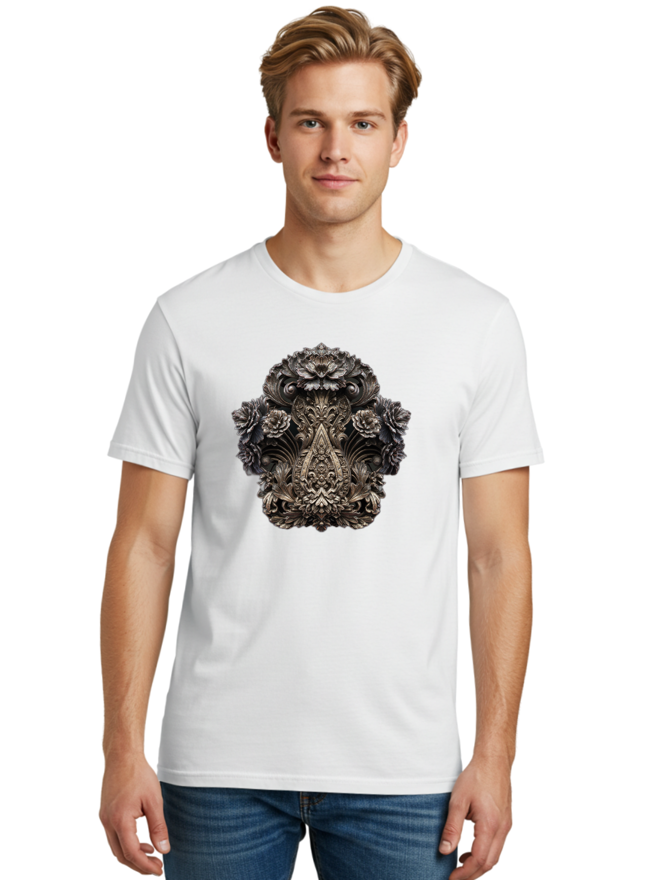 Ornate-Metal-Crest Men'S Graphic Tee, 100% Cotton, Comfortable Casual Summer Wear, Machine Washable, Vintage Camera, Old Camera, Antique Camera, Black Camera, Classic Photography, Photography Equipment, Nostalgic Device, Film Camera, Bag902