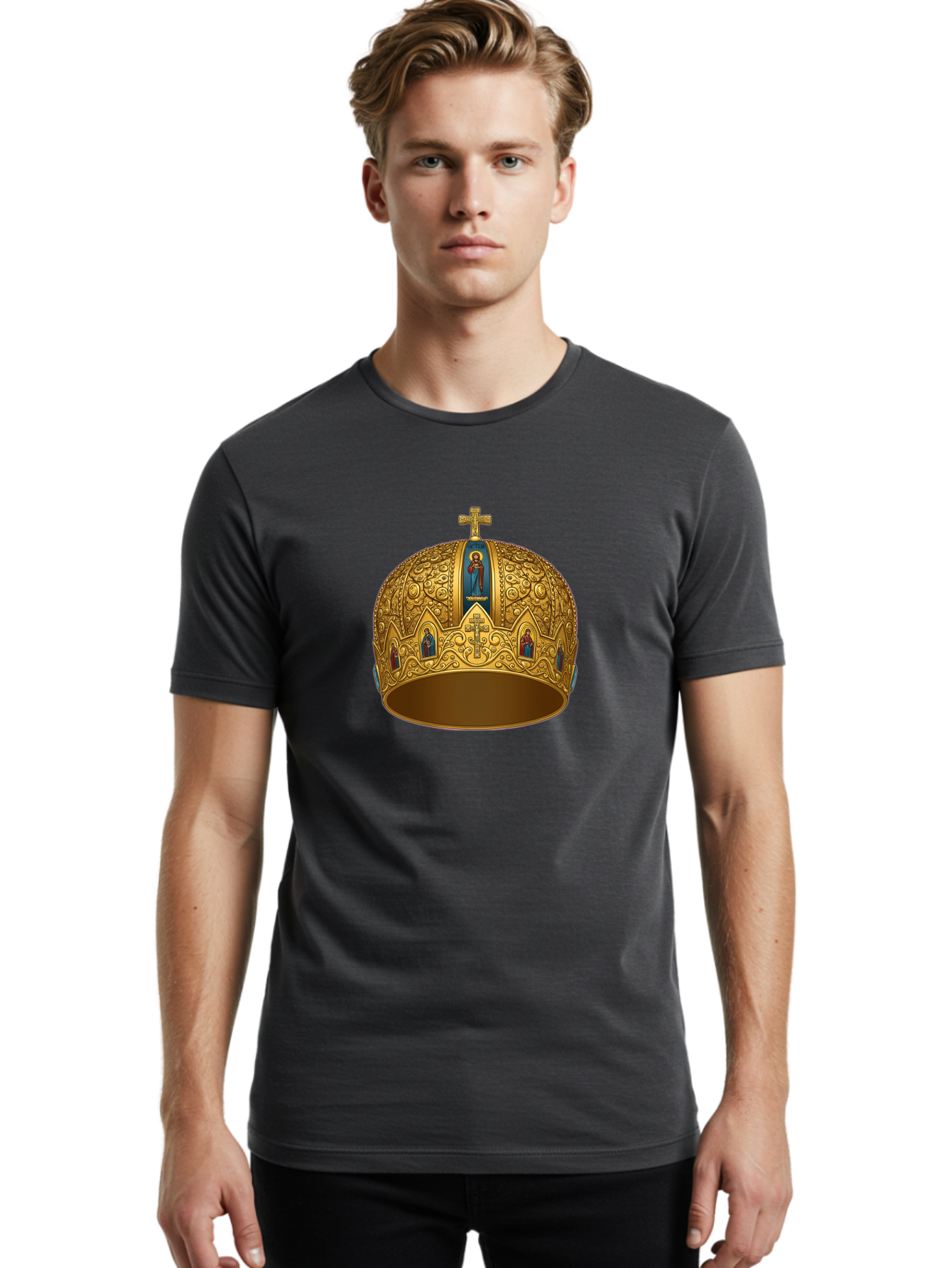 Orthodox-Crown-3 Men'S Graphic Tee, 100% Cotton, Comfortable Casual Summer Wear, Machine Washable, Vintage Camera, Old Camera, Antique Camera, Black Camera, Classic Photography, Photography Equipment, Nostalgic Device, Film Camera, Camera Art Bag906