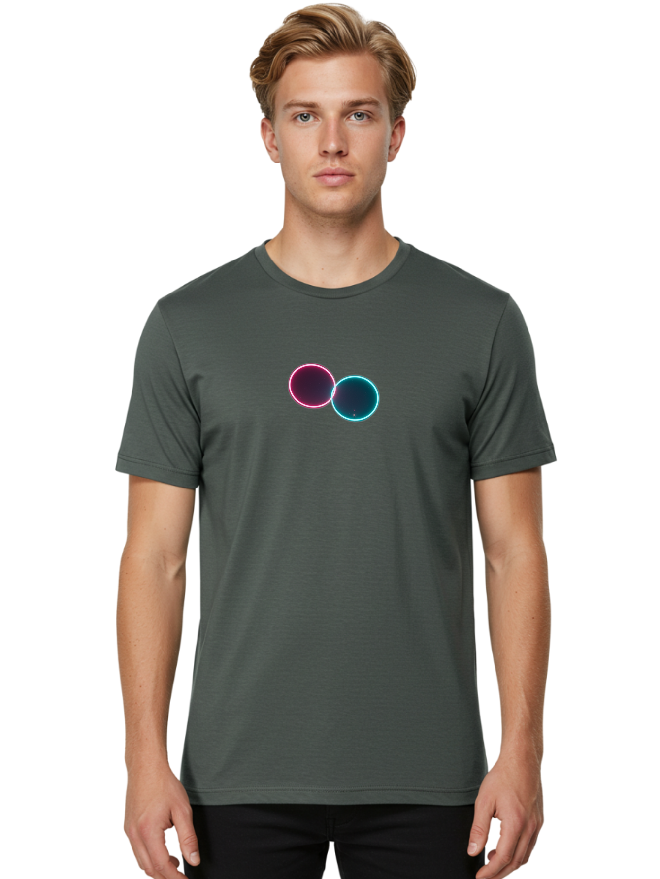 Overlapping-Circles-2 Men'S Graphic Tee, 100% Cotton, Comfortable Casual Summer Wear, Machine Washable, Vintage Camera, Old Camera, Antique Camera, Black Camera, Classic Photography, Photography Equipment, Nostalgic Device, Film Camera, Bag911