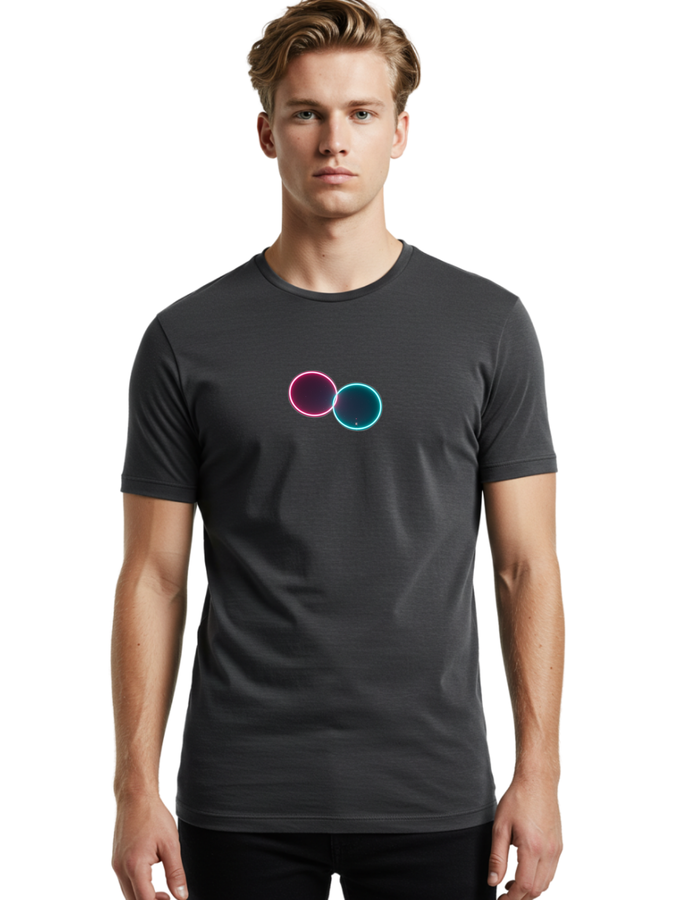 Overlapping-Circles-2 Men'S Graphic Tee, 100% Cotton, Comfortable Casual Summer Wear, Machine Washable, Vintage Camera, Old Camera, Antique Camera, Black Camera, Classic Photography, Photography Equipment, Nostalgic Device, Film Camera, Bag911