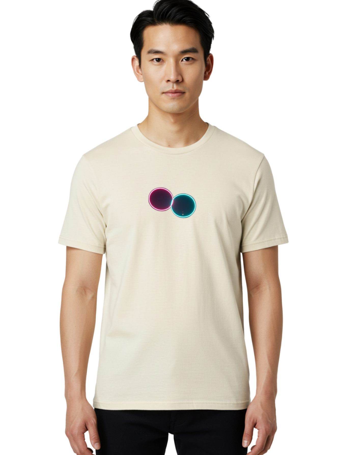 Overlapping-Circles-2 Men'S Graphic Tee, 100% Cotton, Comfortable Casual Summer Wear, Machine Washable, Vintage Camera, Old Camera, Antique Camera, Black Camera, Classic Photography, Photography Equipment, Nostalgic Device, Film Camera, Bag911