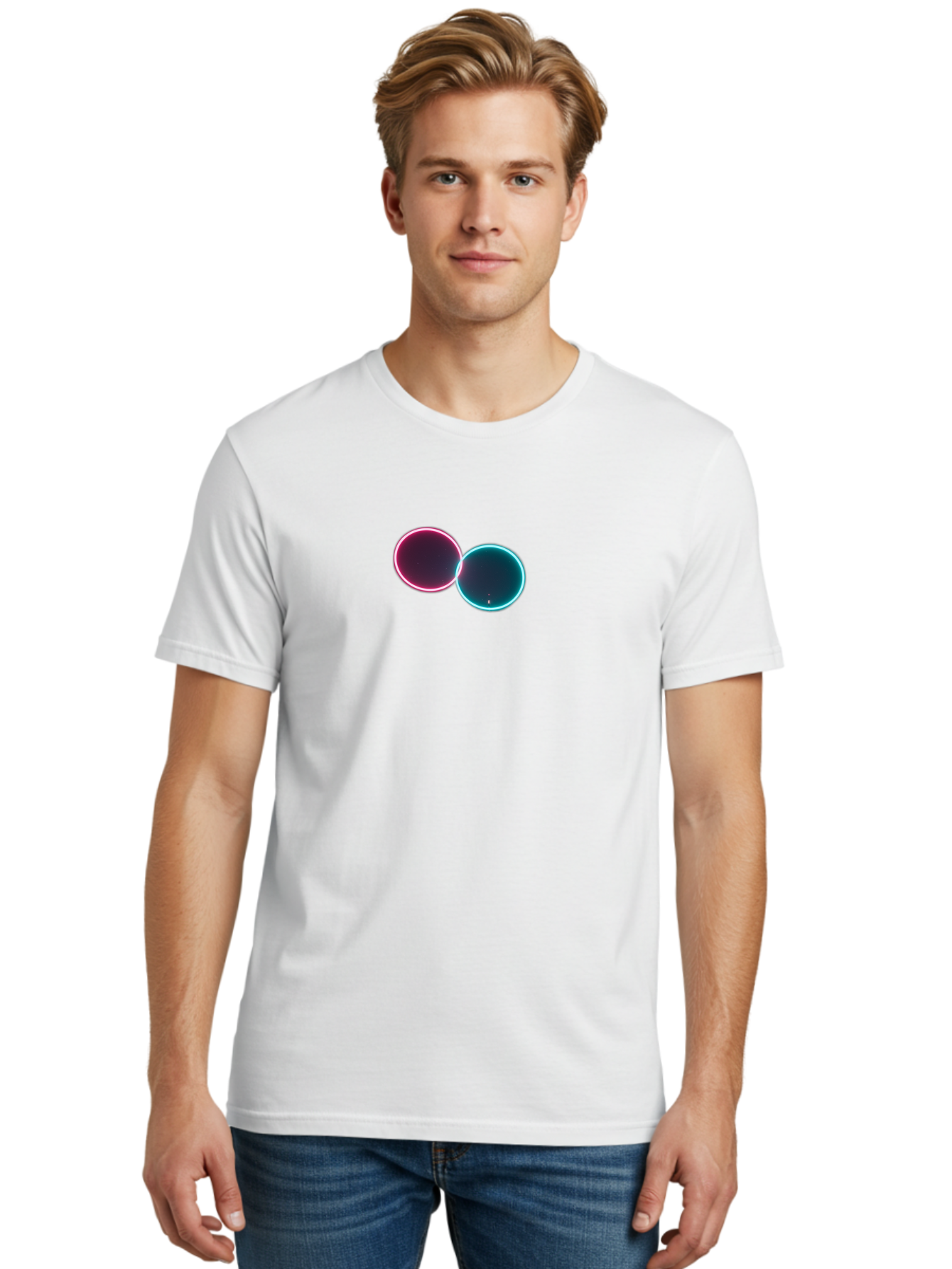 Overlapping-Circles-2 Men'S Graphic Tee, 100% Cotton, Comfortable Casual Summer Wear, Machine Washable, Vintage Camera, Old Camera, Antique Camera, Black Camera, Classic Photography, Photography Equipment, Nostalgic Device, Film Camera, Bag911
