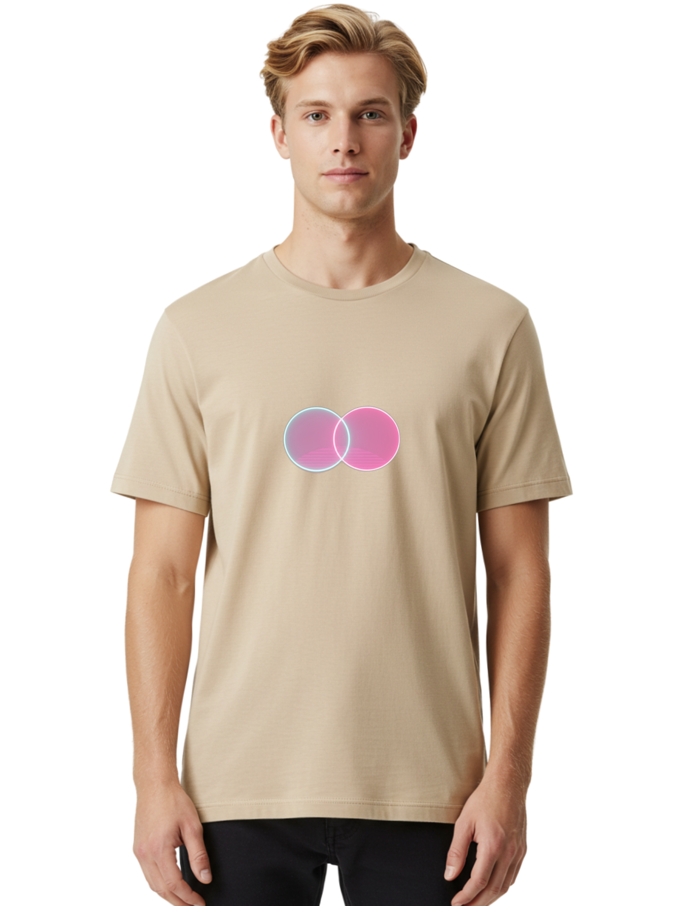Overlapping-Circles-3 Men'S Graphic Tee, 100% Cotton, Comfortable Casual Summer Wear, Machine Washable, Vintage Camera, Old Camera, Antique Camera, Black Camera, Classic Photography, Photography Equipment, Nostalgic Device, Film Camera, Bag912