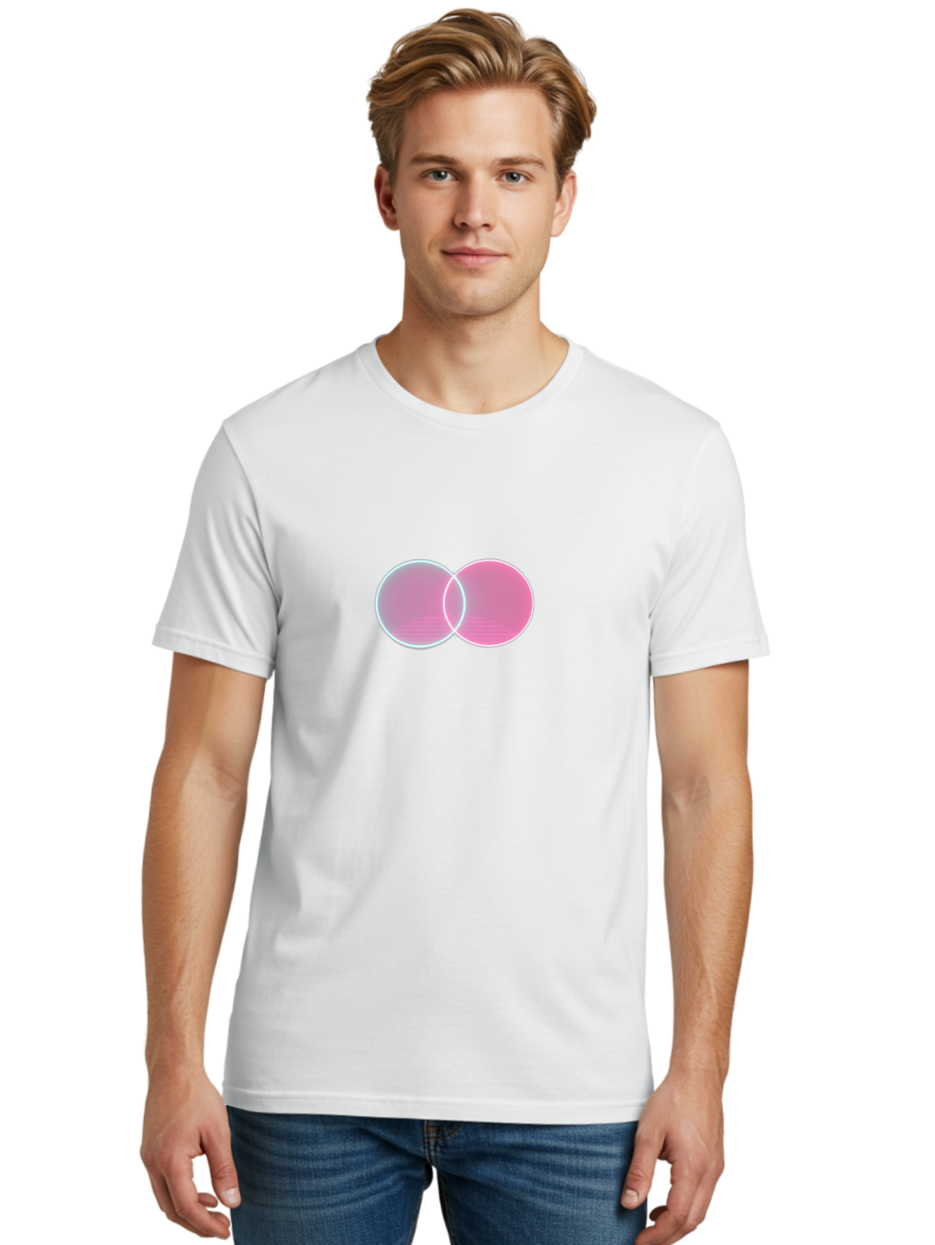 Overlapping-Circles-3 Men'S Graphic Tee, 100% Cotton, Comfortable Casual Summer Wear, Machine Washable, Vintage Camera, Old Camera, Antique Camera, Black Camera, Classic Photography, Photography Equipment, Nostalgic Device, Film Camera, Bag912