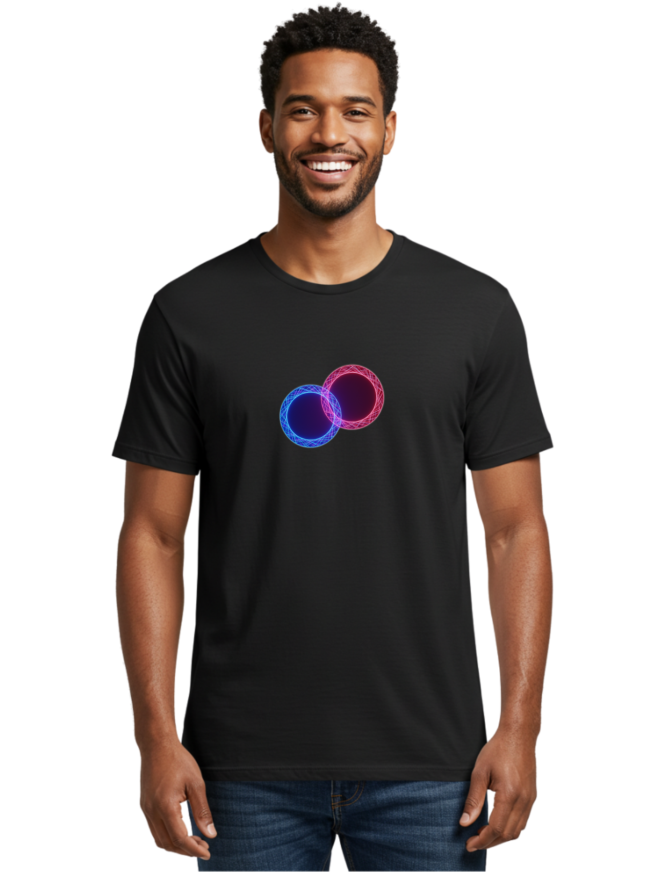 Overlapping-Circles-4 Men'S Graphic Tee, 100% Cotton, Comfortable Casual Summer Wear, Machine Washable, Vintage Camera, Old Camera, Antique Camera, Black Camera, Classic Photography, Photography Equipment, Nostalgic Device, Film Camera, Bag913
