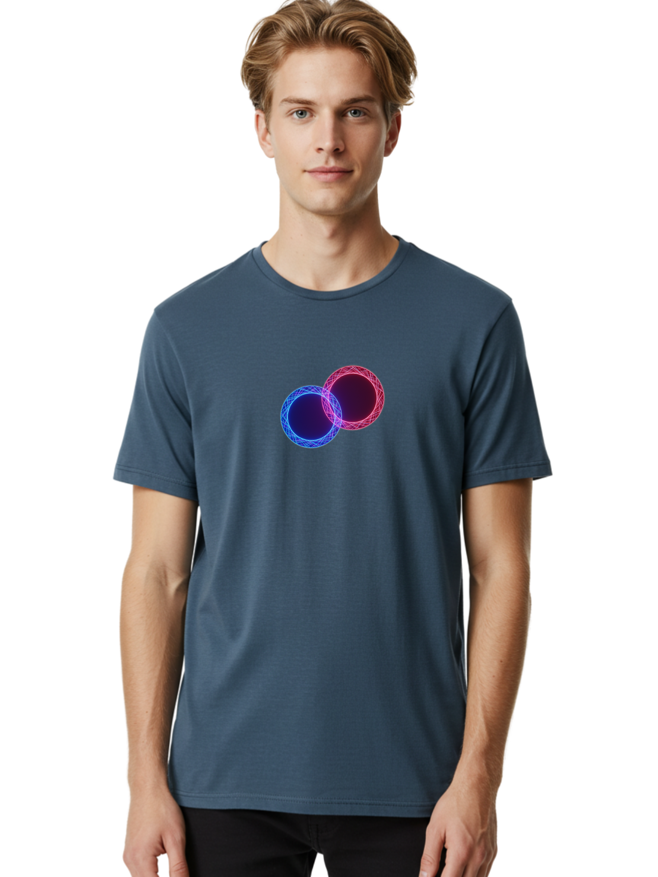 Overlapping-Circles-4 Men'S Graphic Tee, 100% Cotton, Comfortable Casual Summer Wear, Machine Washable, Vintage Camera, Old Camera, Antique Camera, Black Camera, Classic Photography, Photography Equipment, Nostalgic Device, Film Camera, Bag913